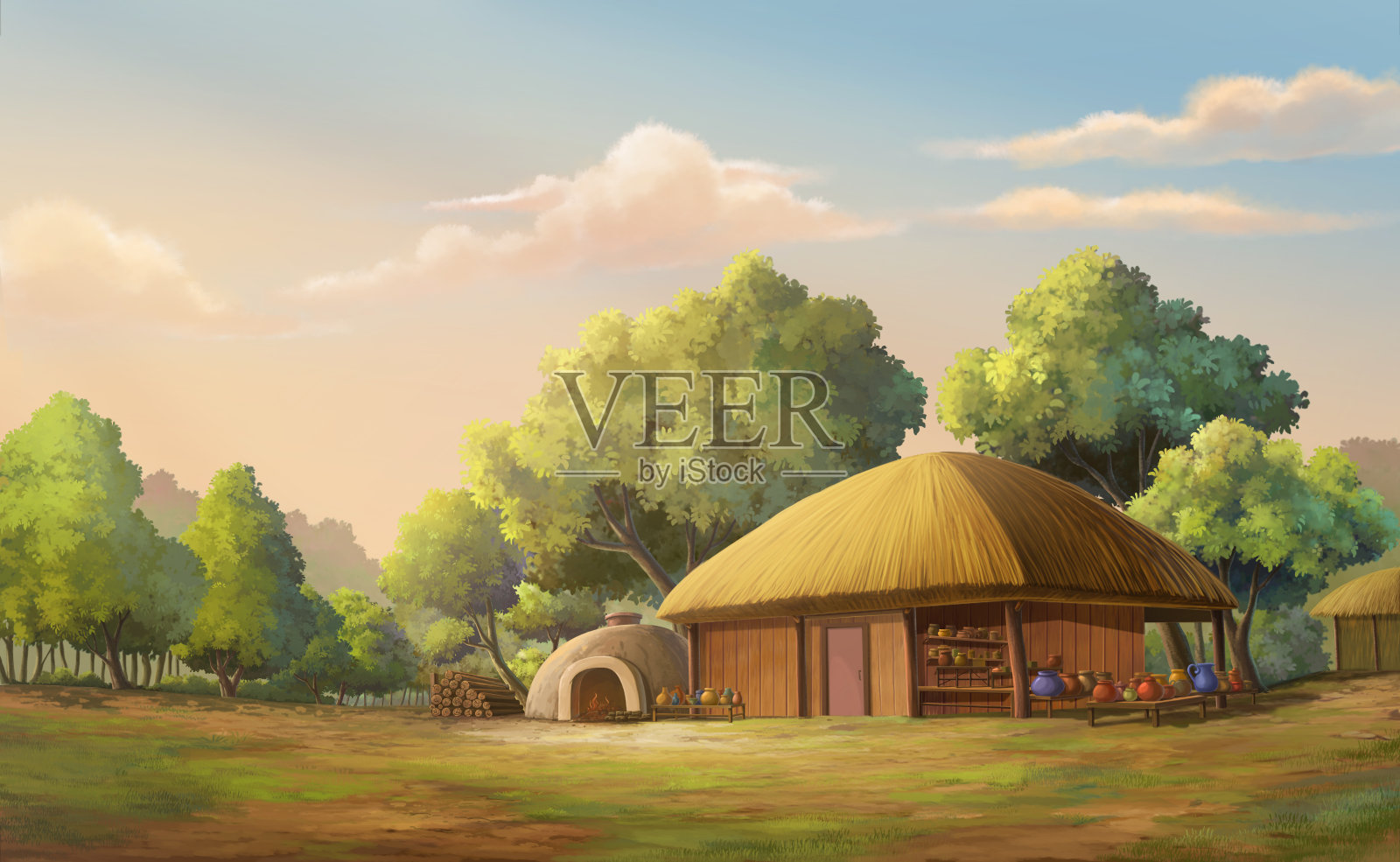 美丽的日落插画图片素材