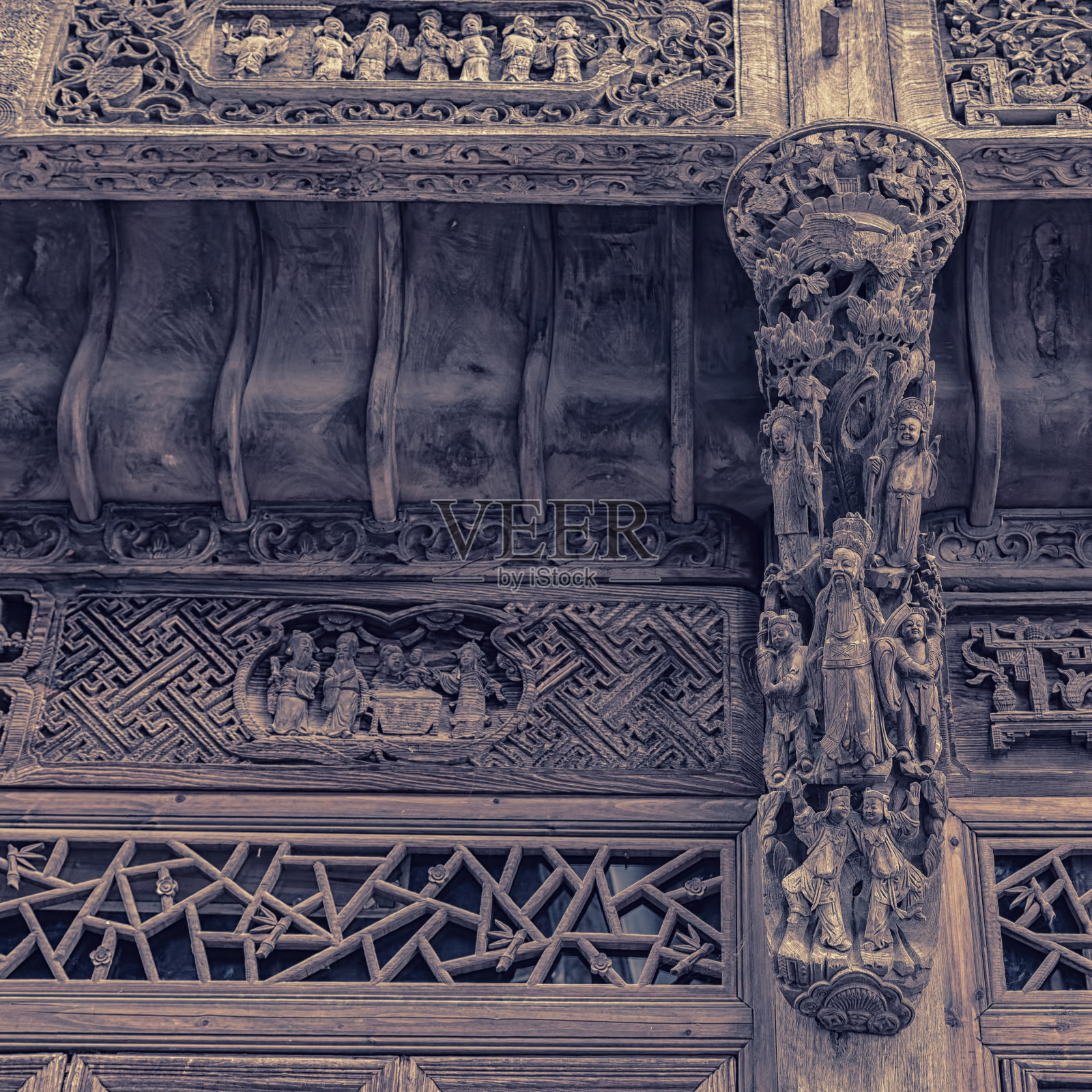 中国木雕墙和门照片摄影图片