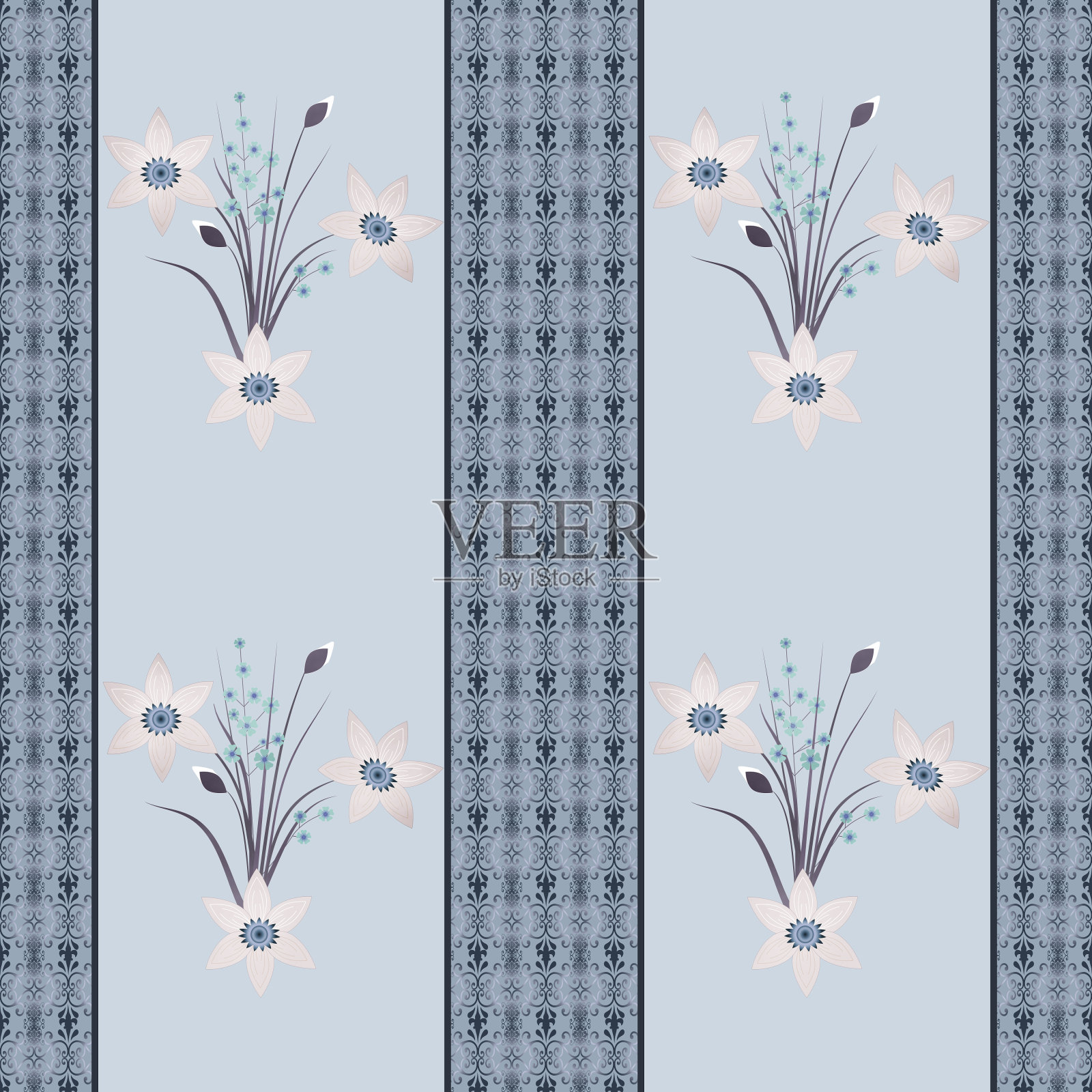 无缝花卉花卉图案复古条纹背景照片摄影图片