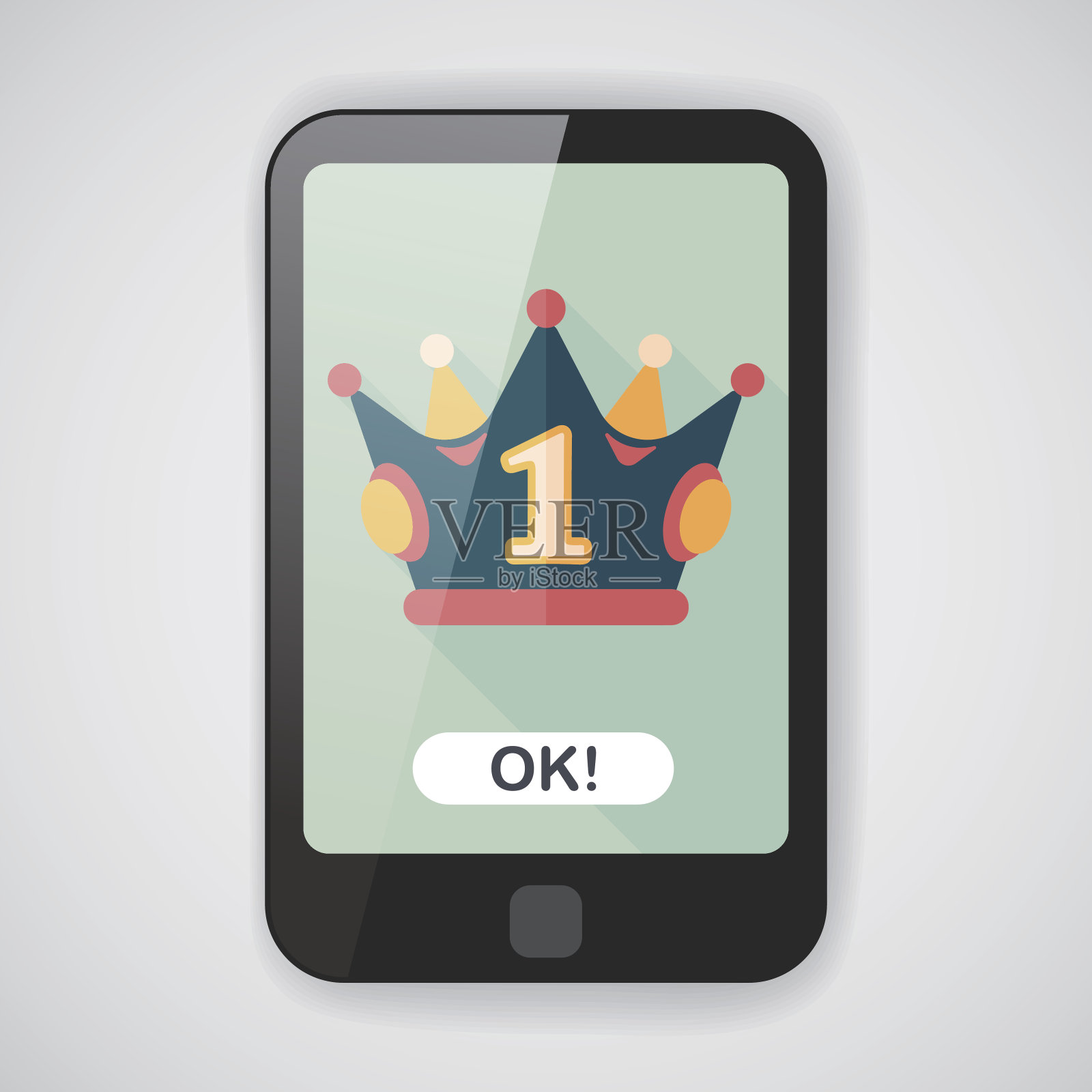 冠军王冠与长阴影的平面图标，eps10插画图片素材