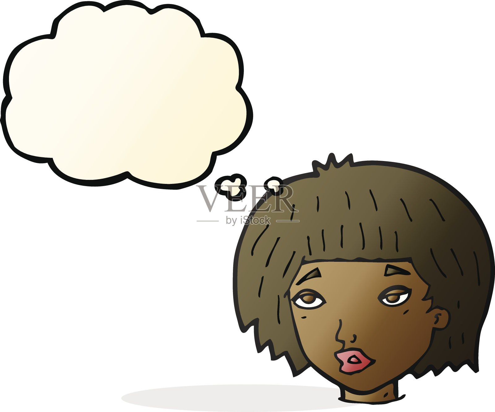 卡通人物与思想泡沫插画图片素材