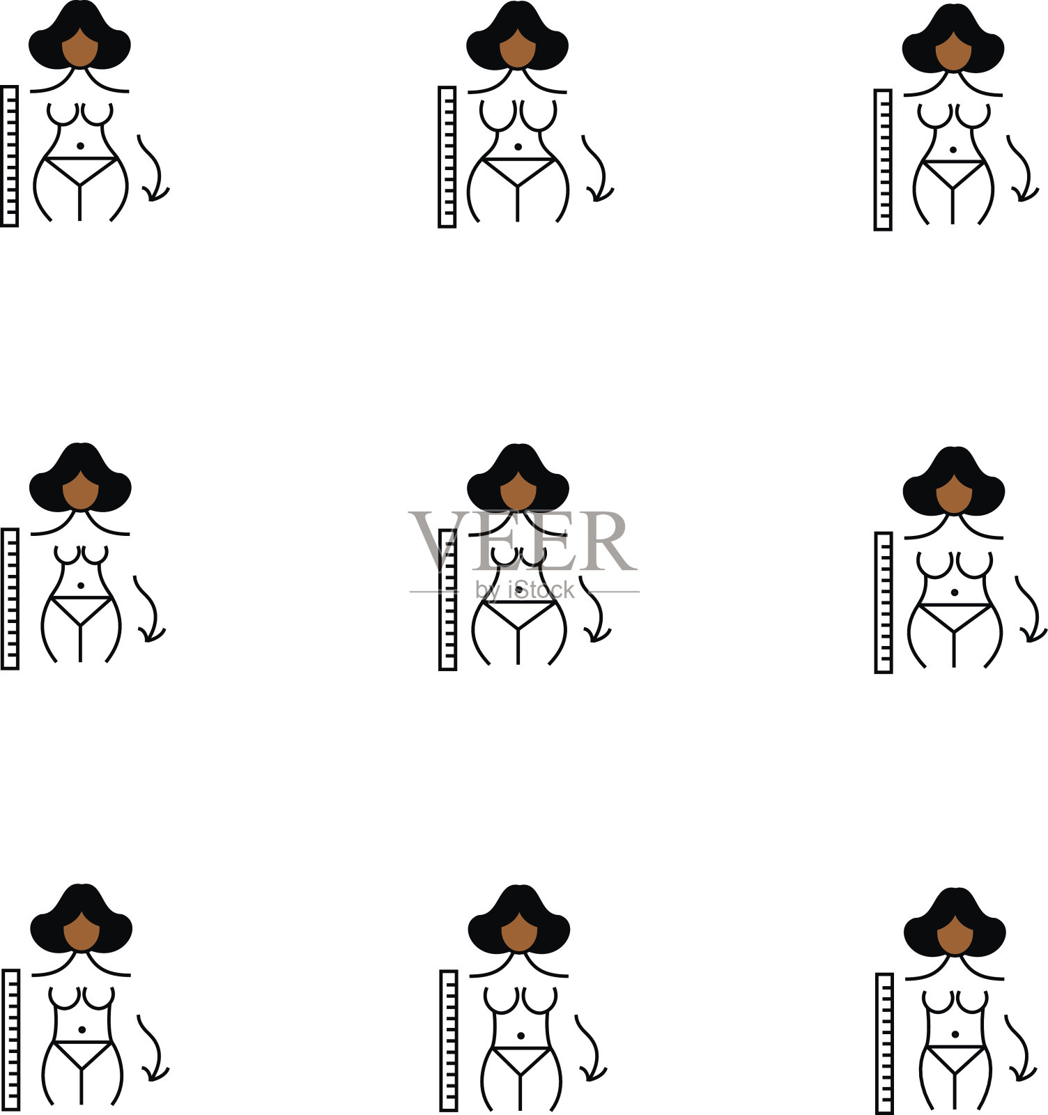 女人身材尺寸和形状矢量图标设置插画图片素材