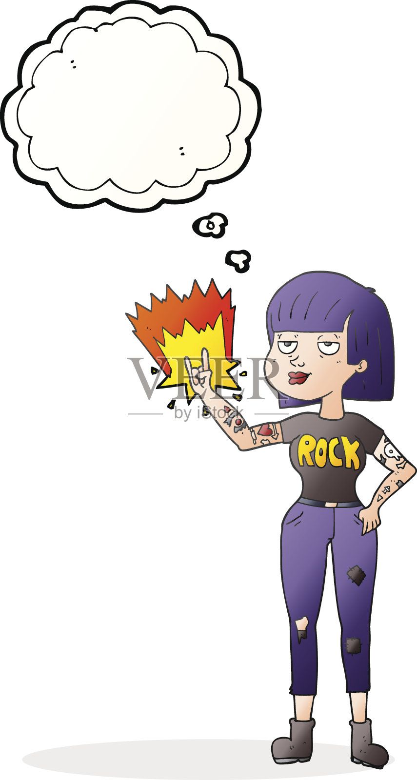思想泡泡卡通摇滚女孩设计元素图片