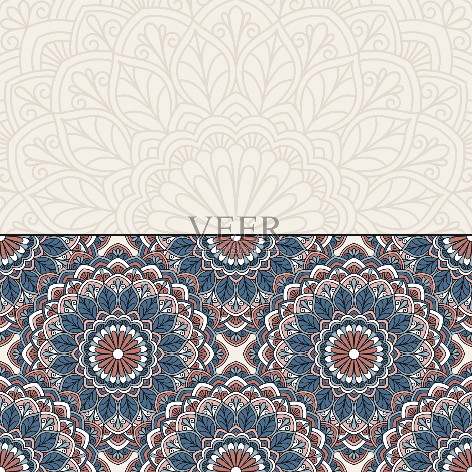 花的东方模式插画图片素材