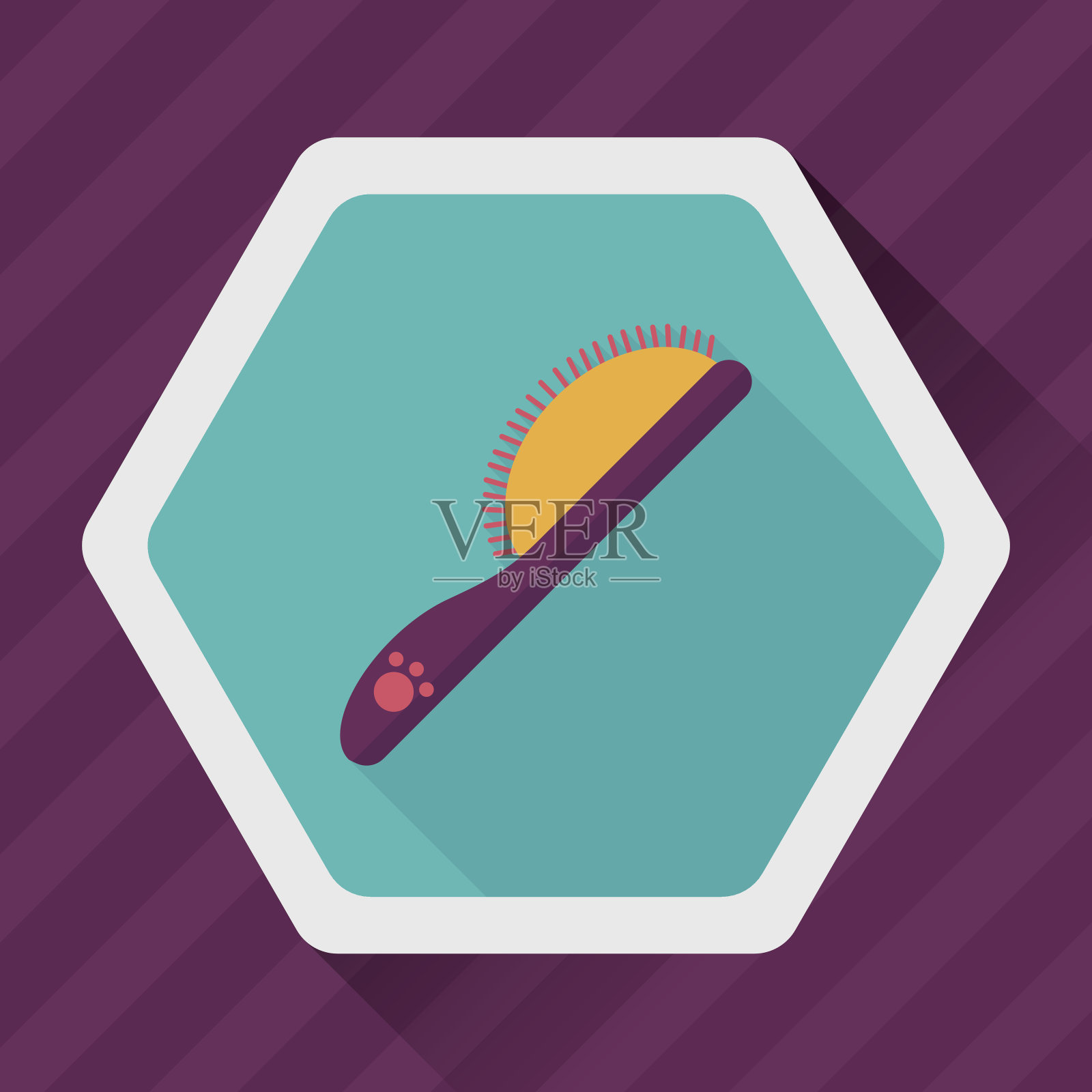 宠物狗刷平图标与长阴影，eps10插画图片素材