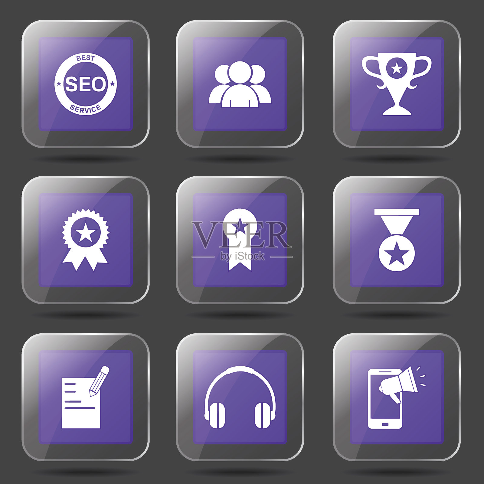 SEO互联网标志方形矢量紫罗兰图标设计集9图标素材
