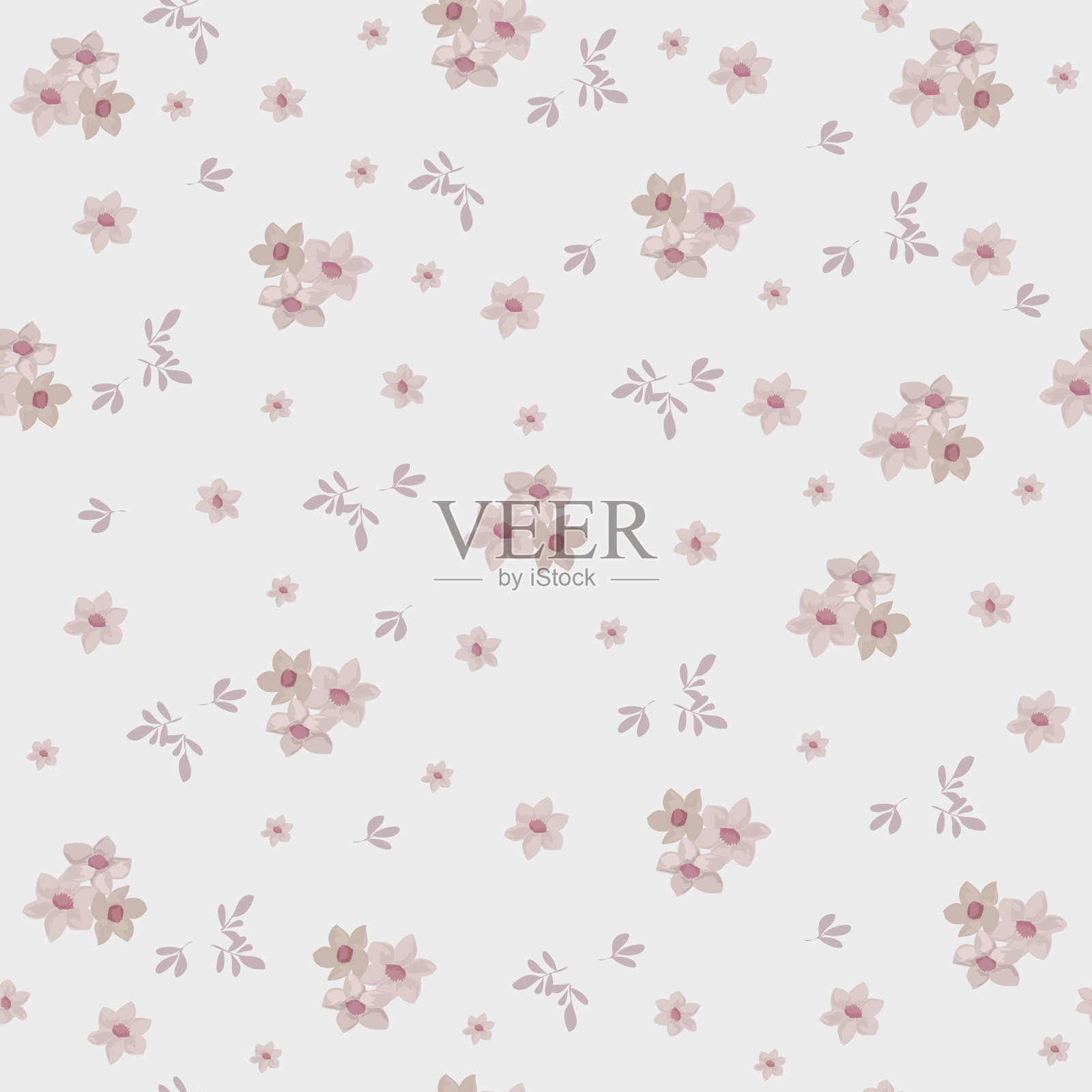 无缝复古花图案礼品包装和织物设计插画图片素材