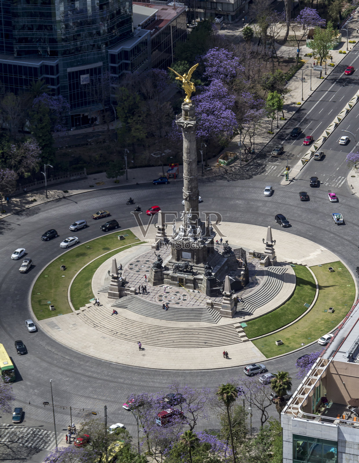墨西哥城独立天使纪念碑鸟瞰图照片摄影图片
