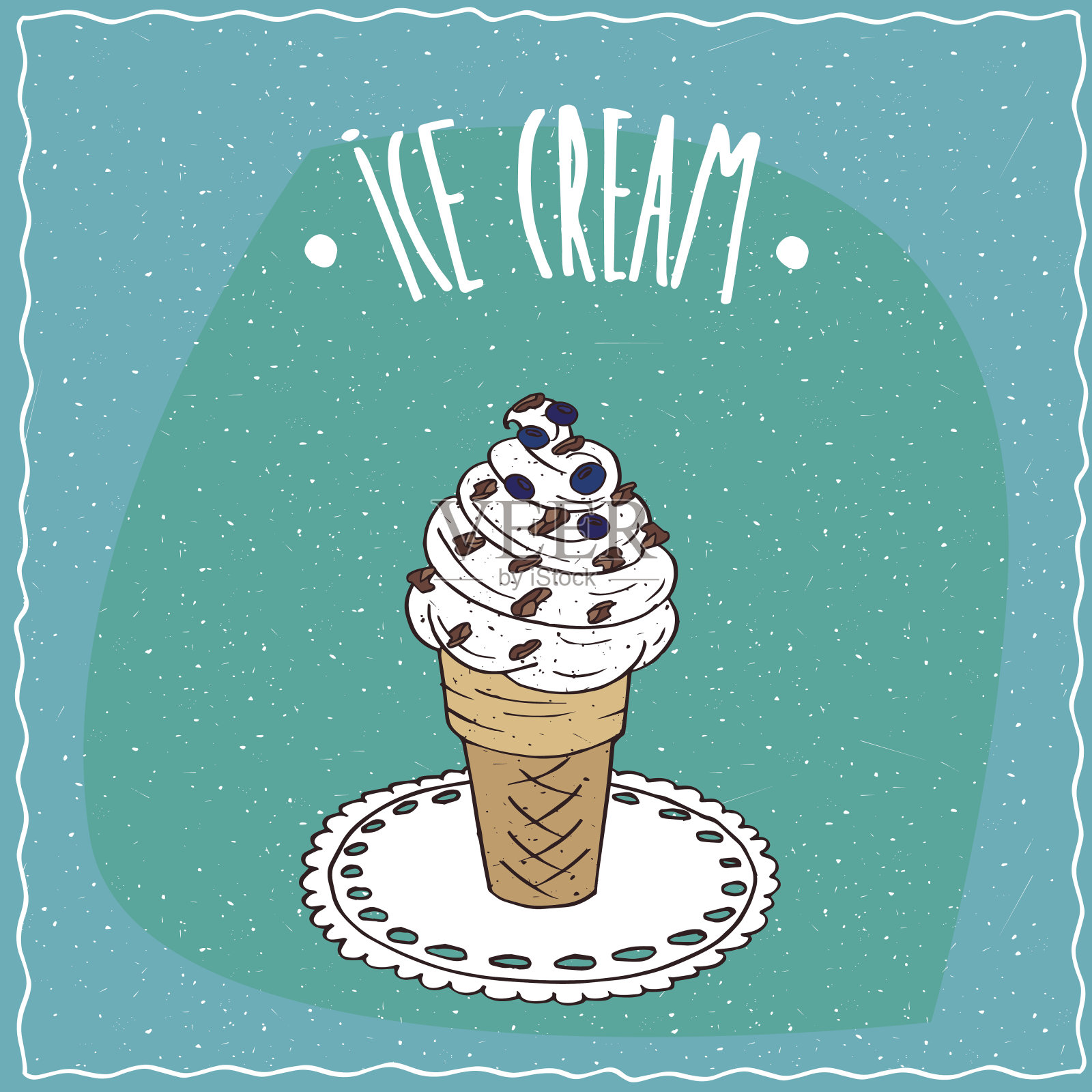 有巧克力和蓝莓的冰淇淋设计元素图片