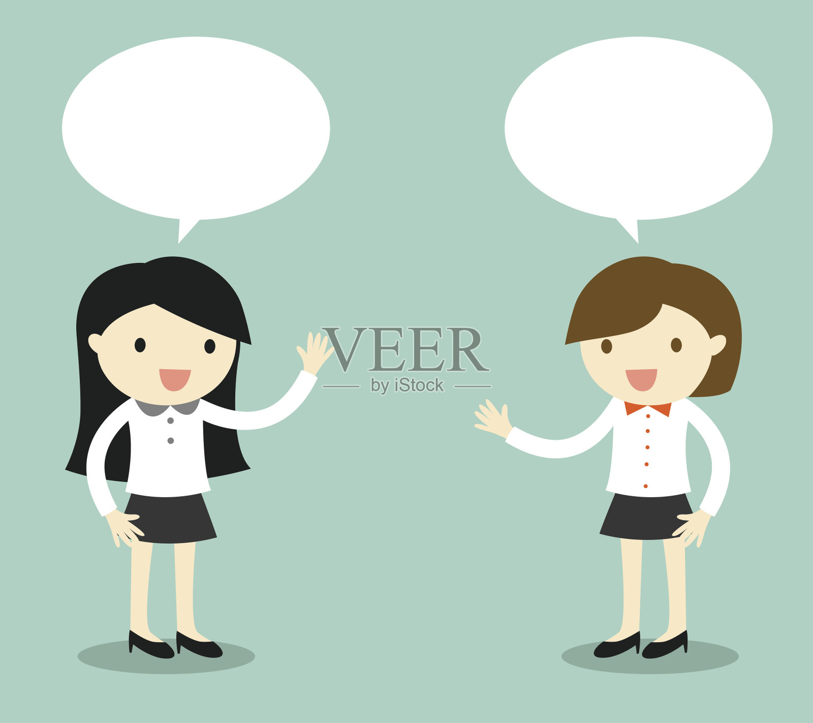 两个女商人在聊天。插画图片素材
