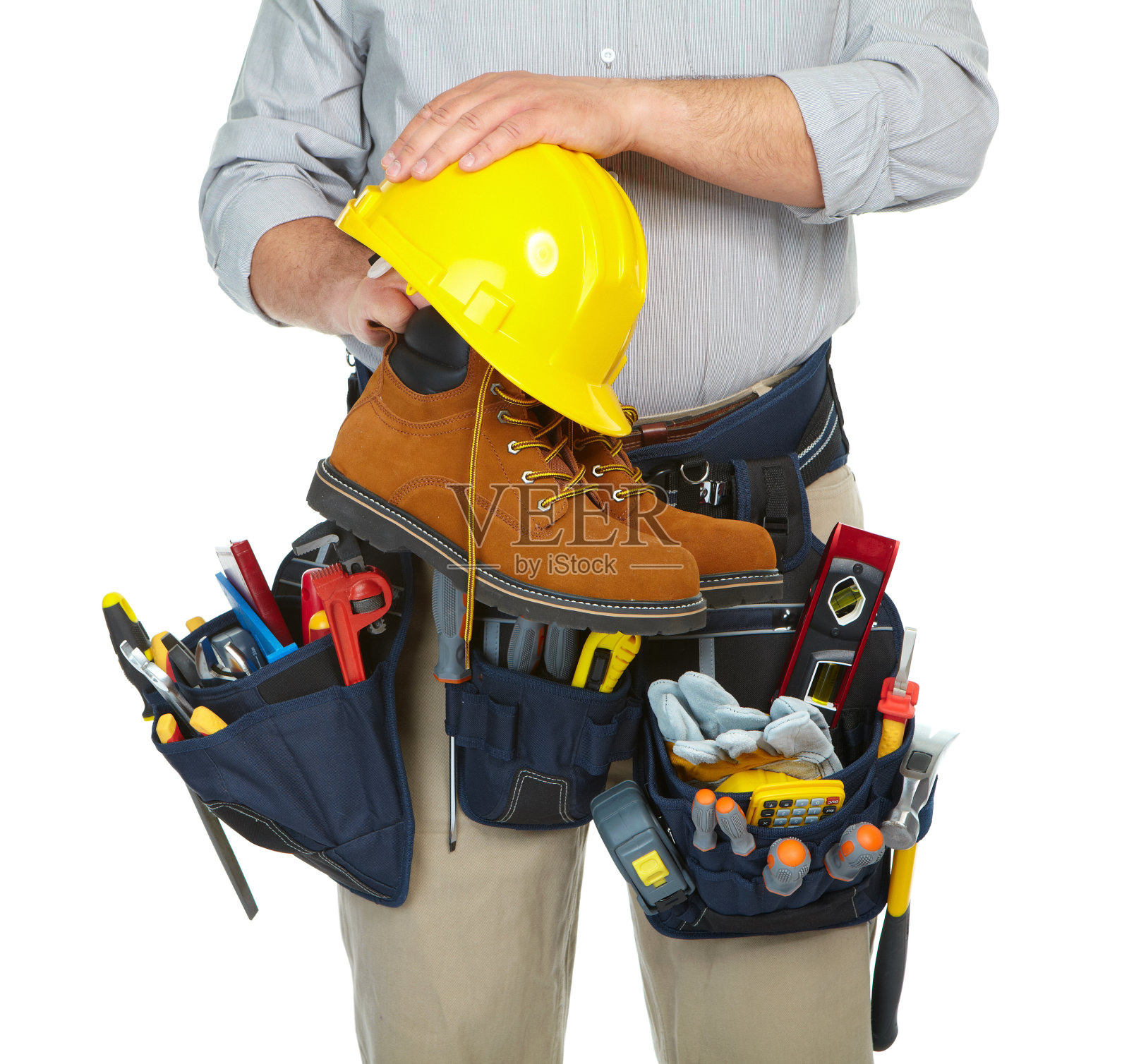 成熟的承包商和仪器照片摄影图片