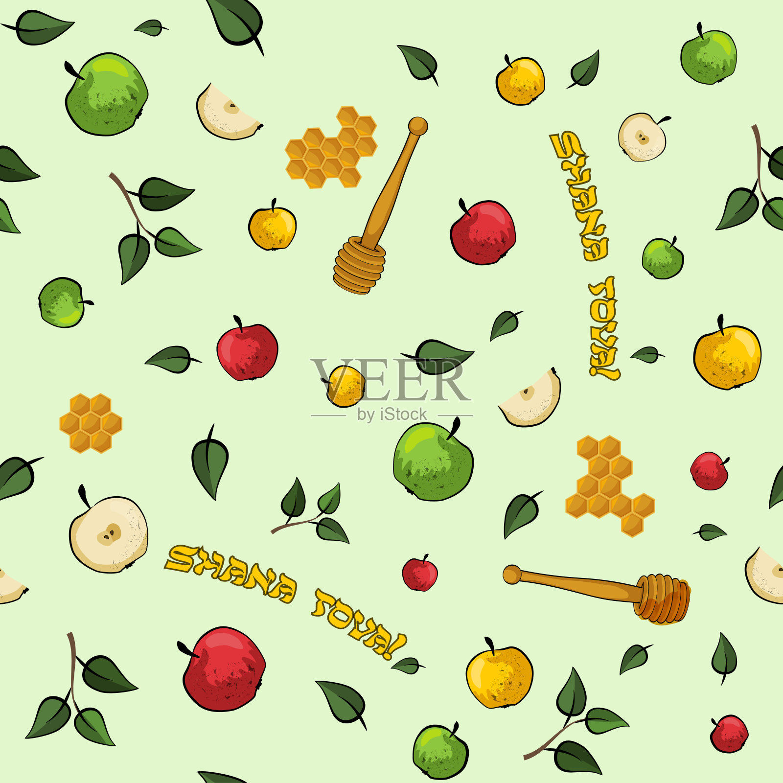 犹太新年的欢乐颂无缝模式插画图片素材