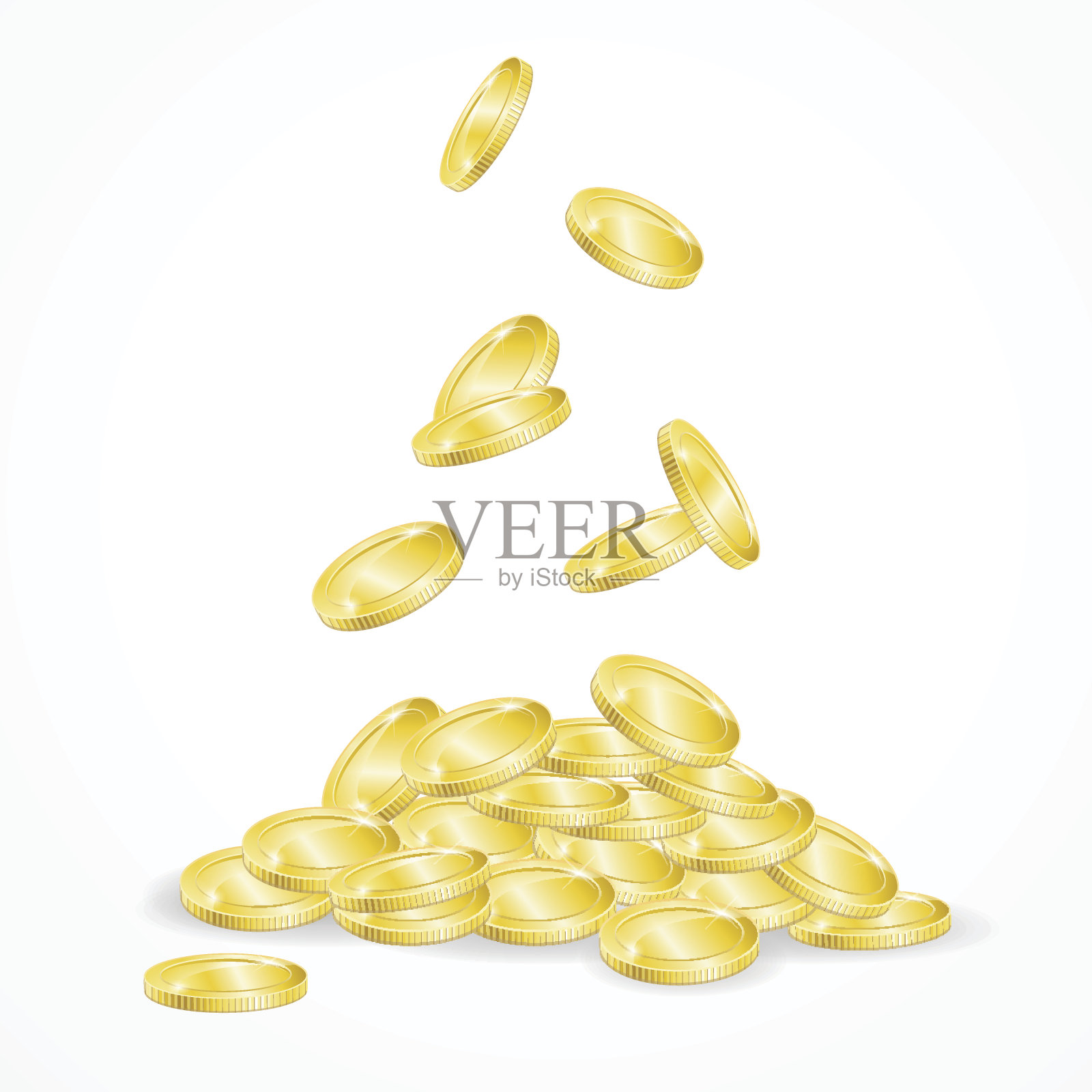 硬币下降孤立。向量插画图片素材