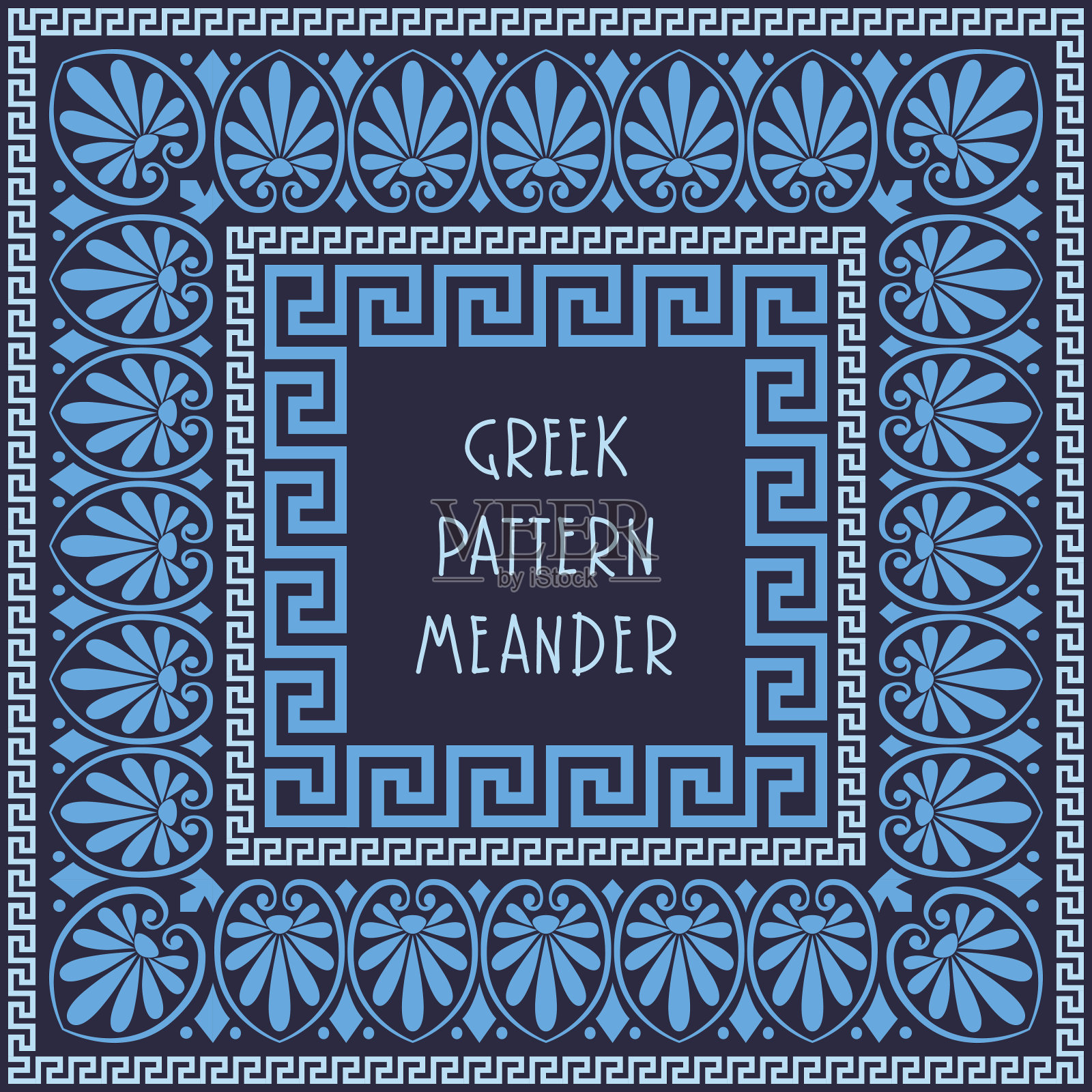 向量框架与希腊装饰曲流插画图片素材