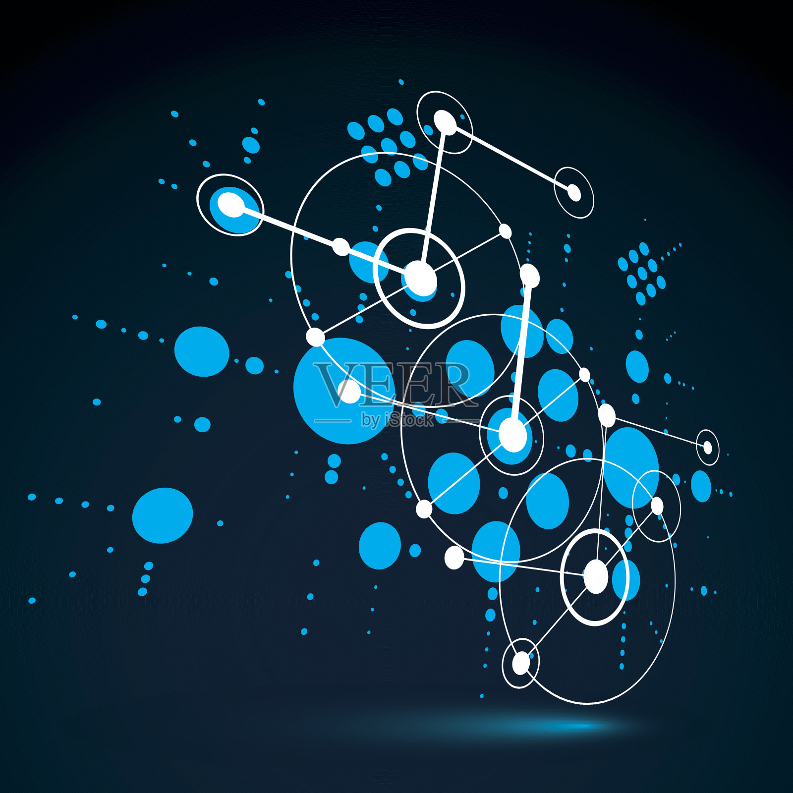 包豪斯复古墙纸，透视蓝色艺术矢量背景插画图片素材