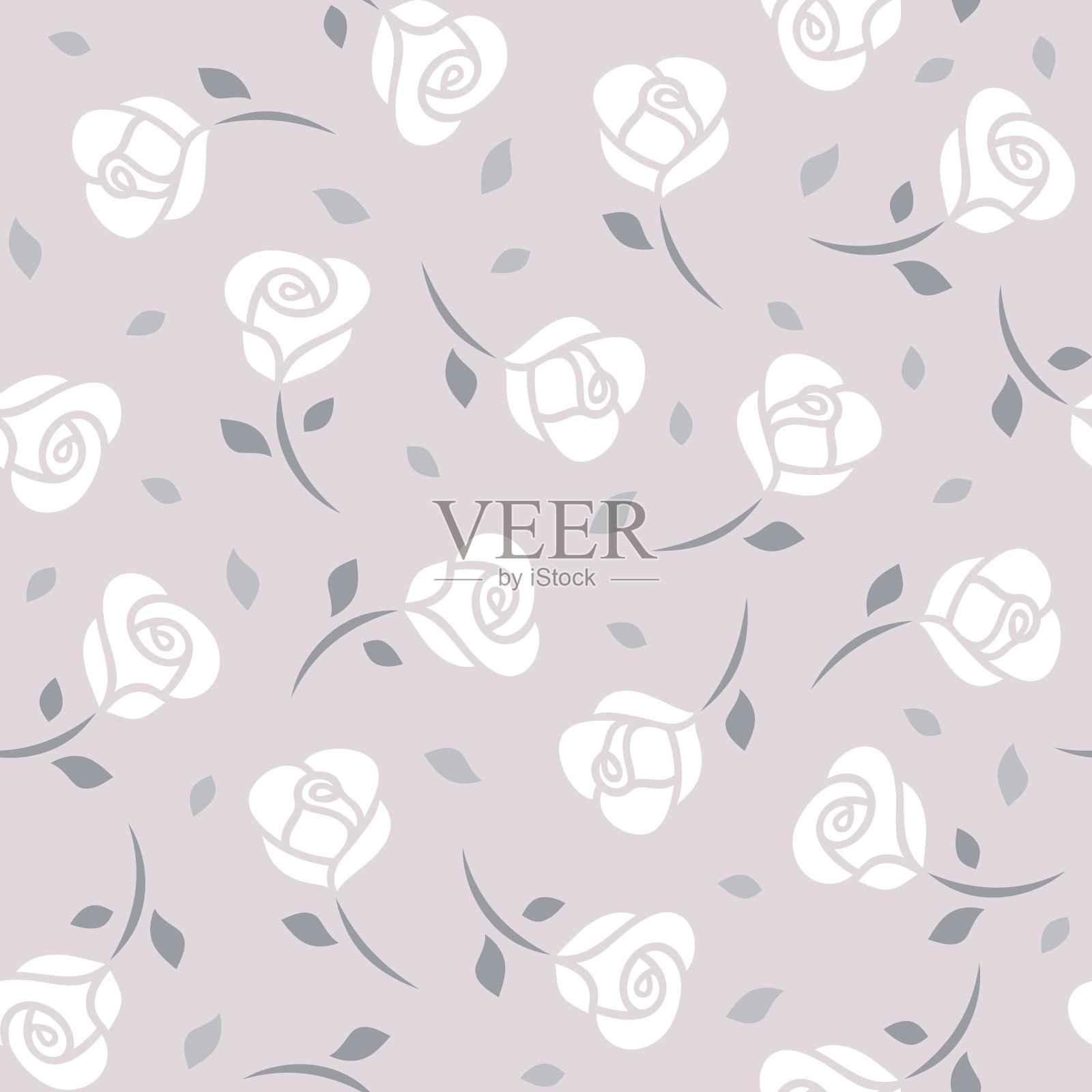 白玫瑰无缝图案插画图片素材