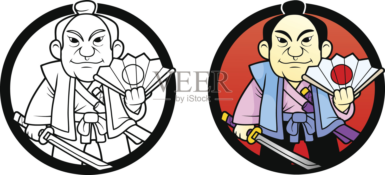 武士插画图片素材