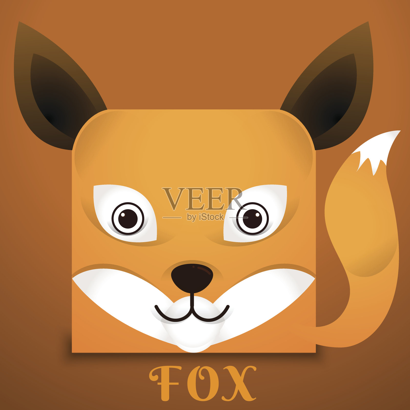 脸型狐狸方型设计元素图片