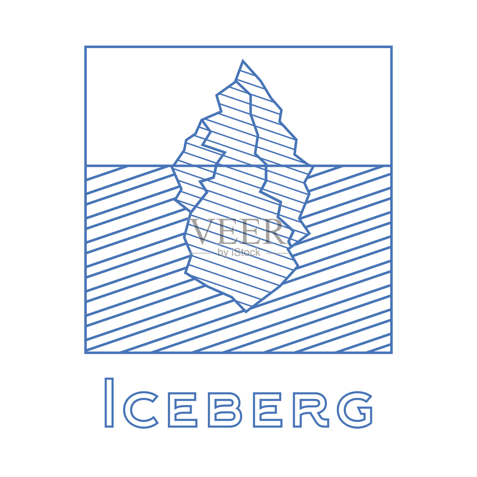 线性冰山风格。轮廓冰山孤立在白色的背插画图片素材