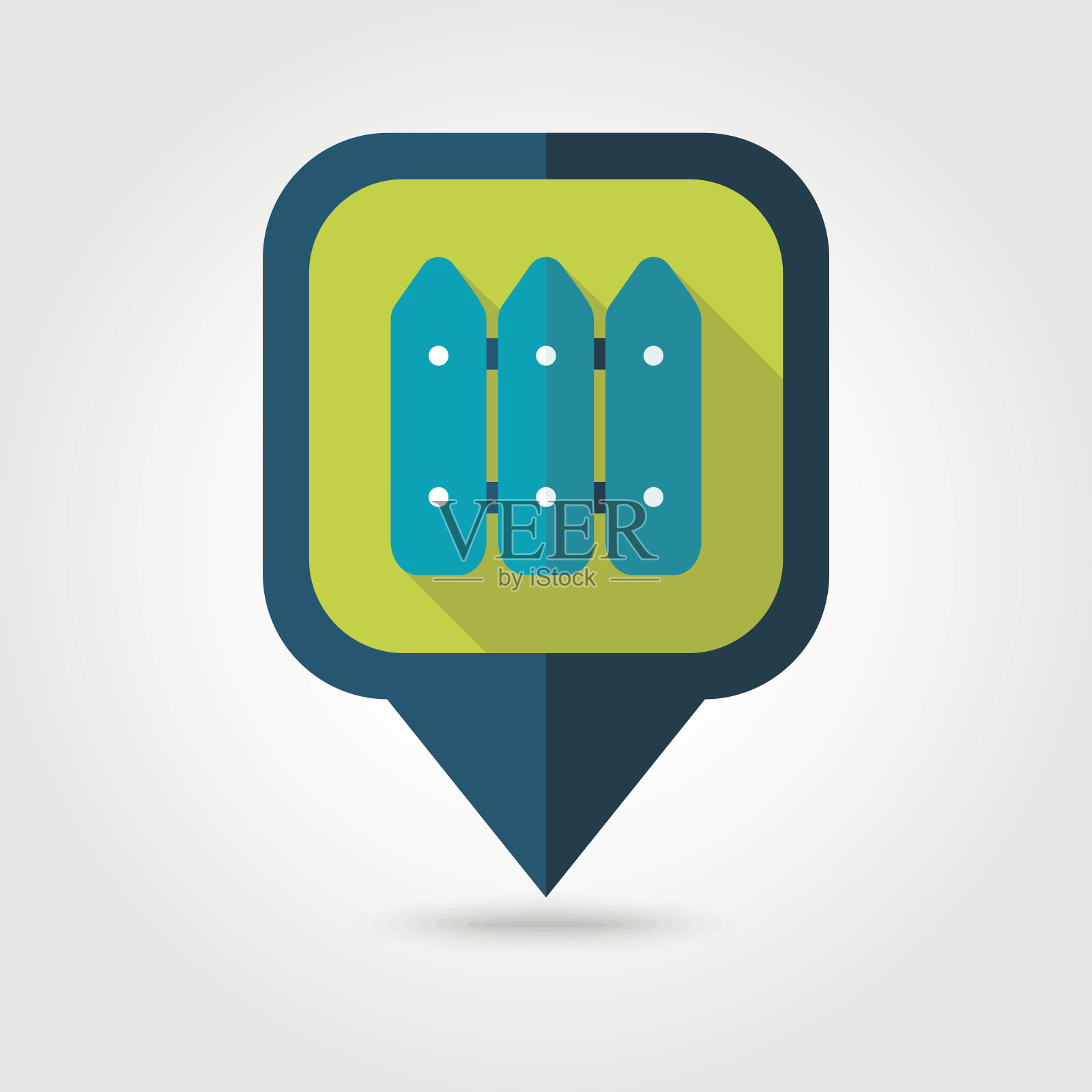 栅栏平钉地图图标。地图上的指针插画图片素材