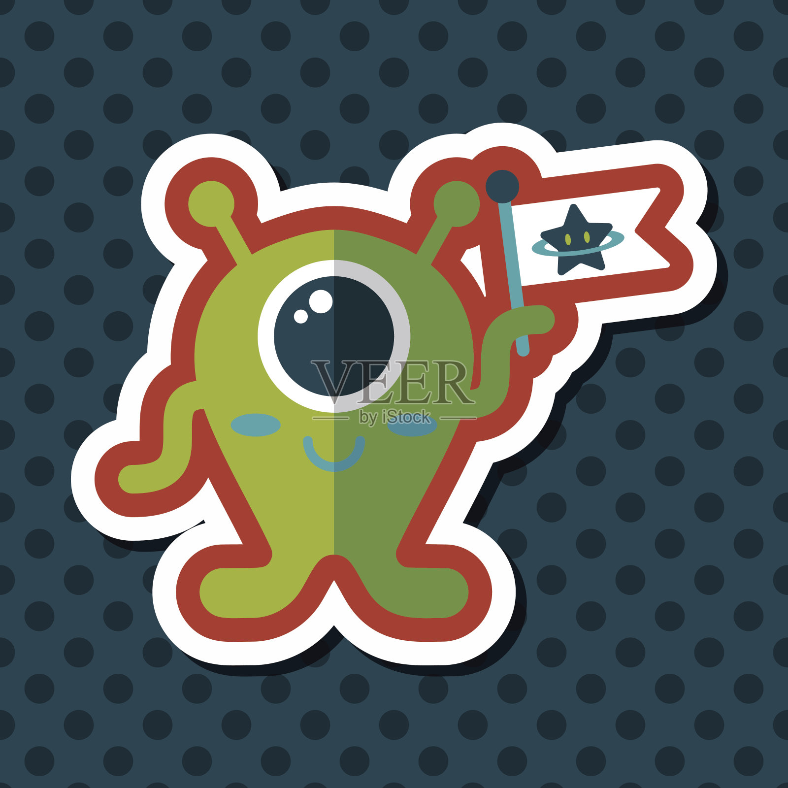 带有长阴影的外星平面图标，eps10设计元素图片