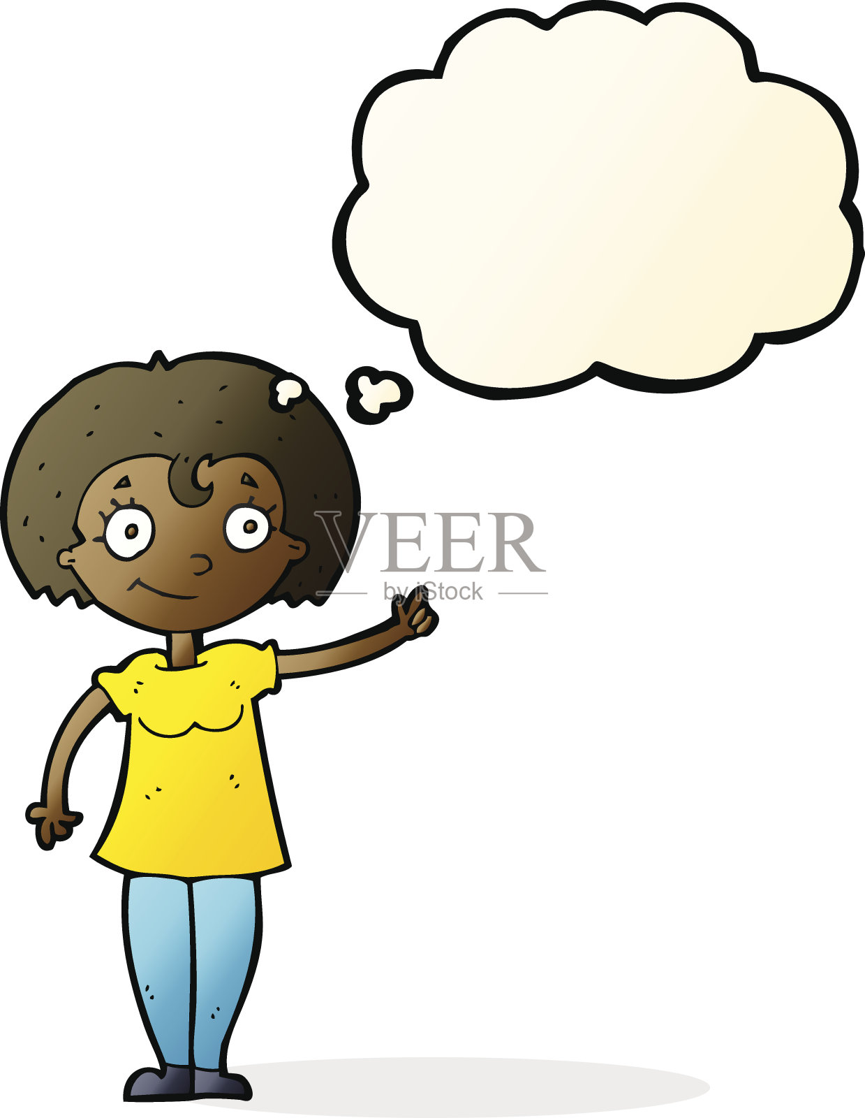 卡通人物与思想泡沫插画图片素材