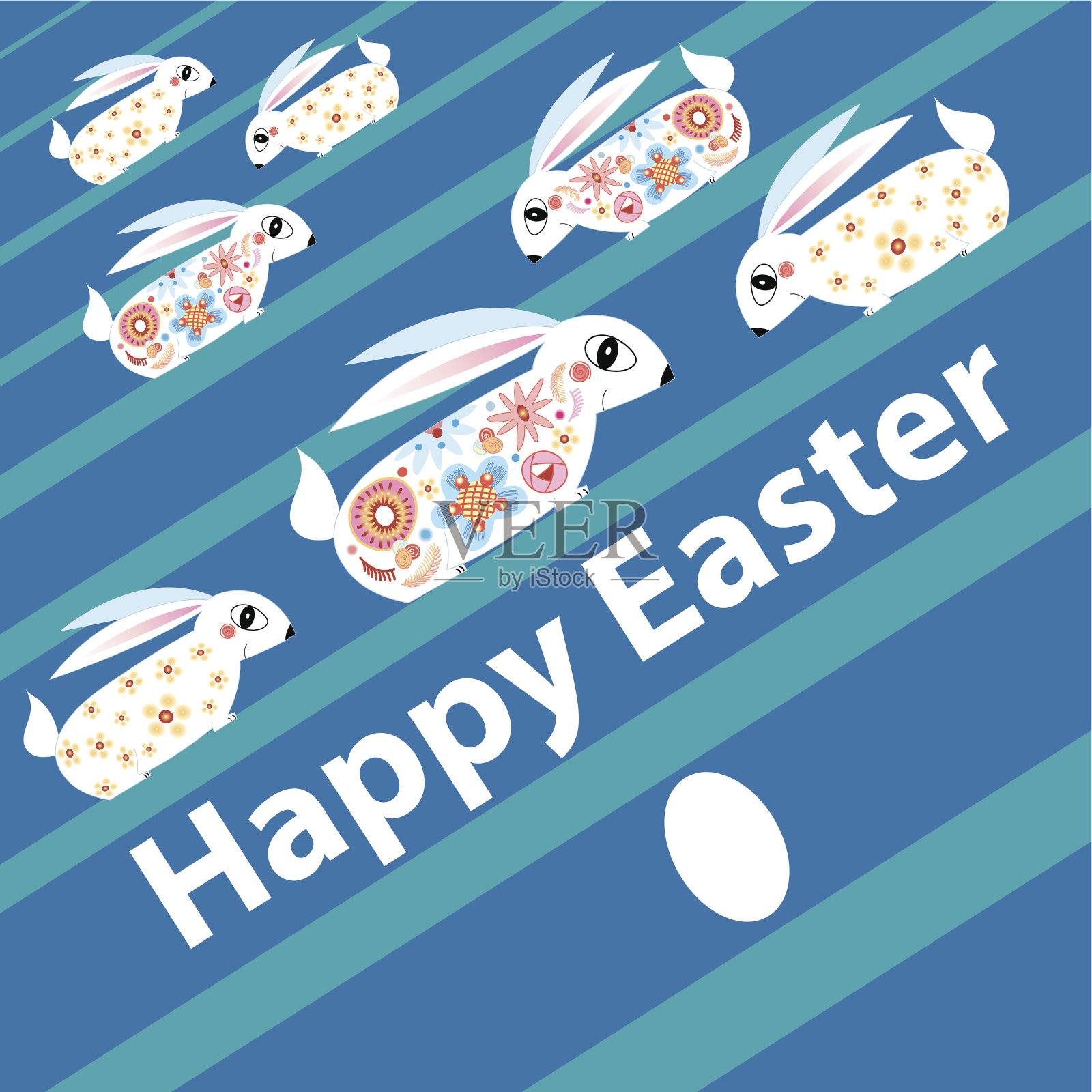 兔子复活节卡片设计模板素材