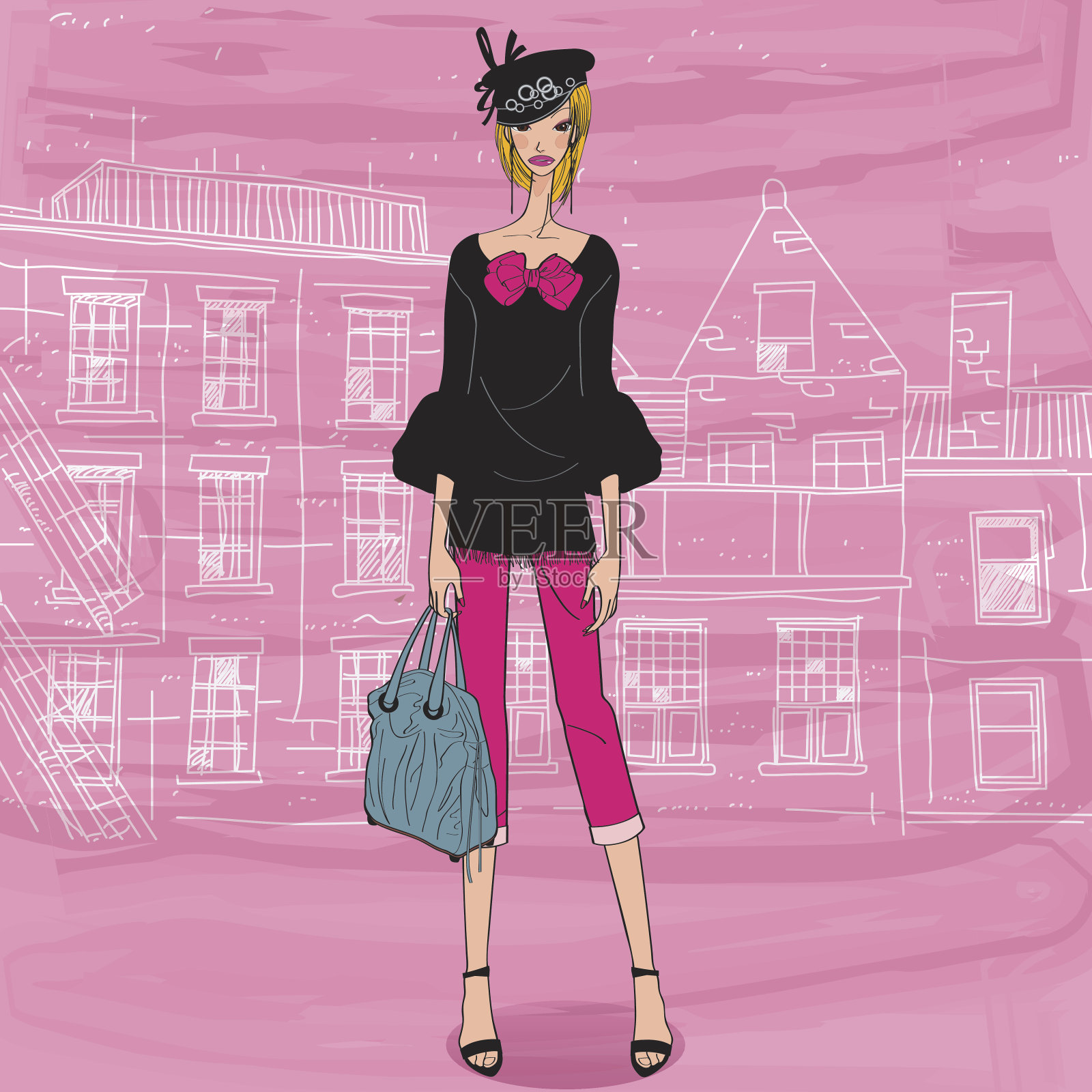 别致的时装模特插画图片素材