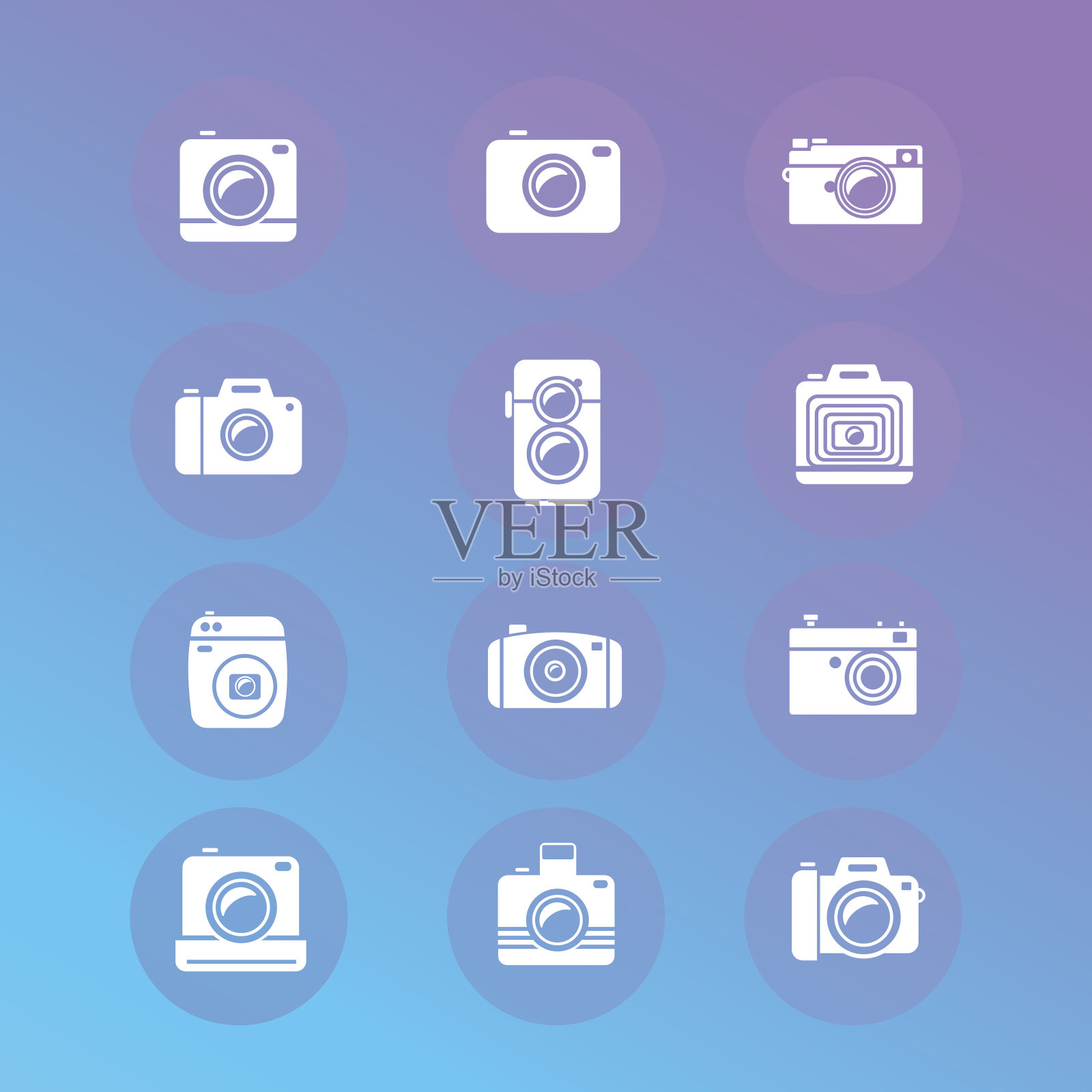 矢量照片相机复古和新的图标设置图标素材