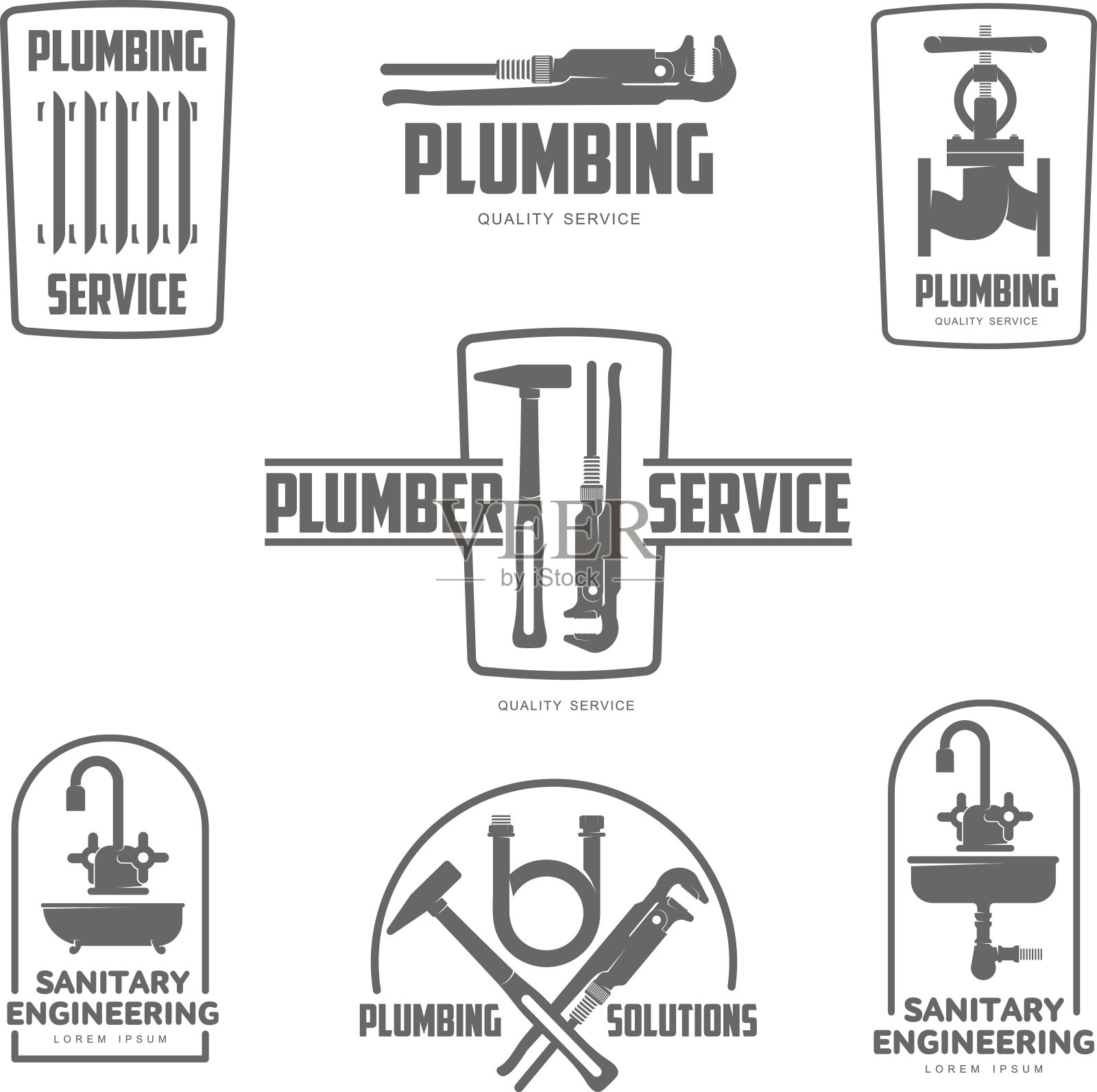 矢量标志水，气工程，管道服务插画图片素材