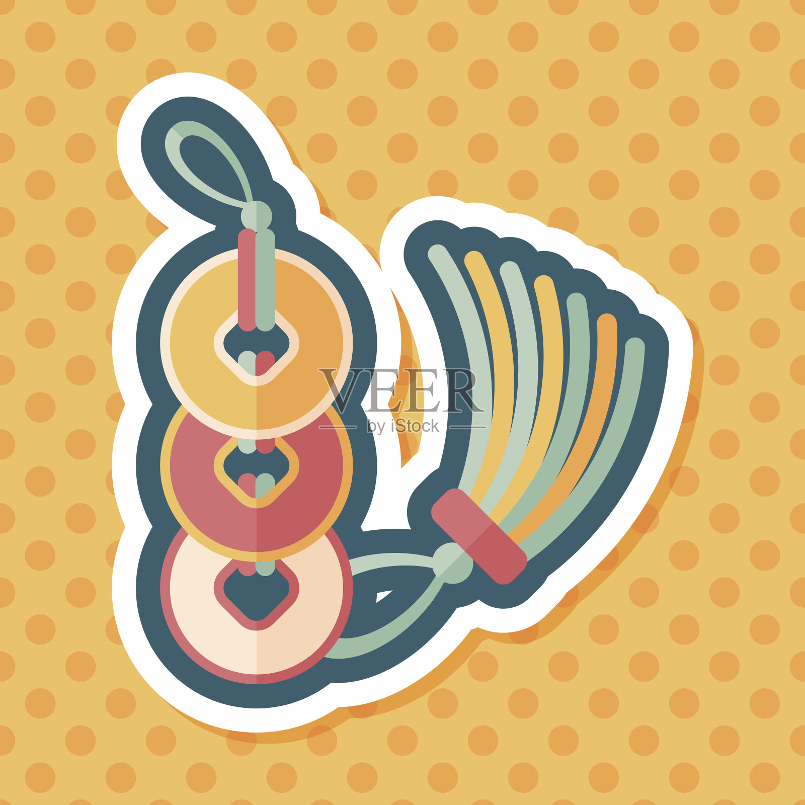 中国新年的长影子的扁平图标，eps10，插画图片素材