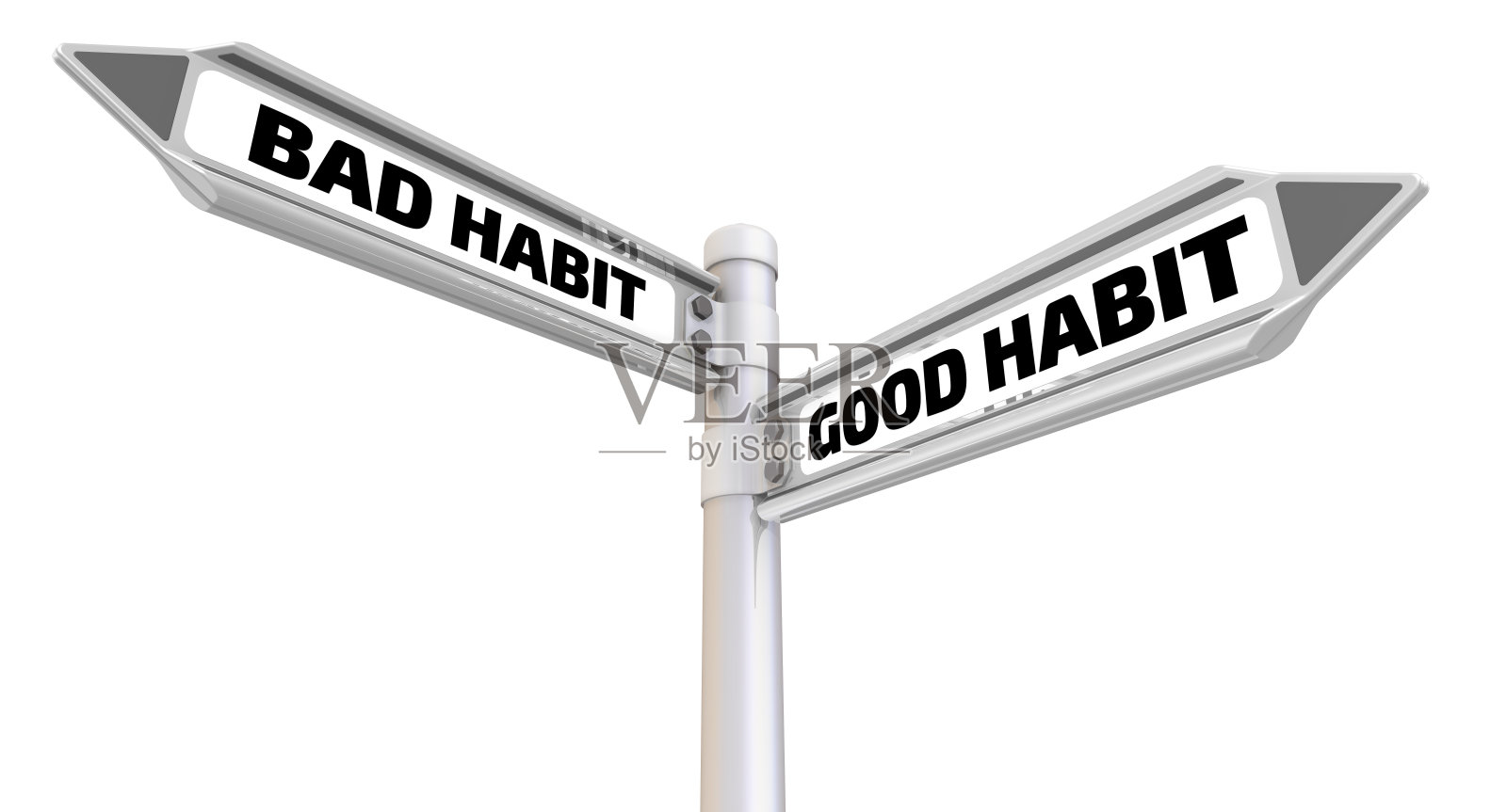 坏习惯和好习惯。路标照片摄影图片