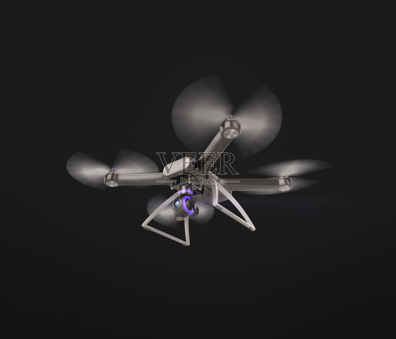 现代遥控无人机飞行与行动相机。照片摄影图片