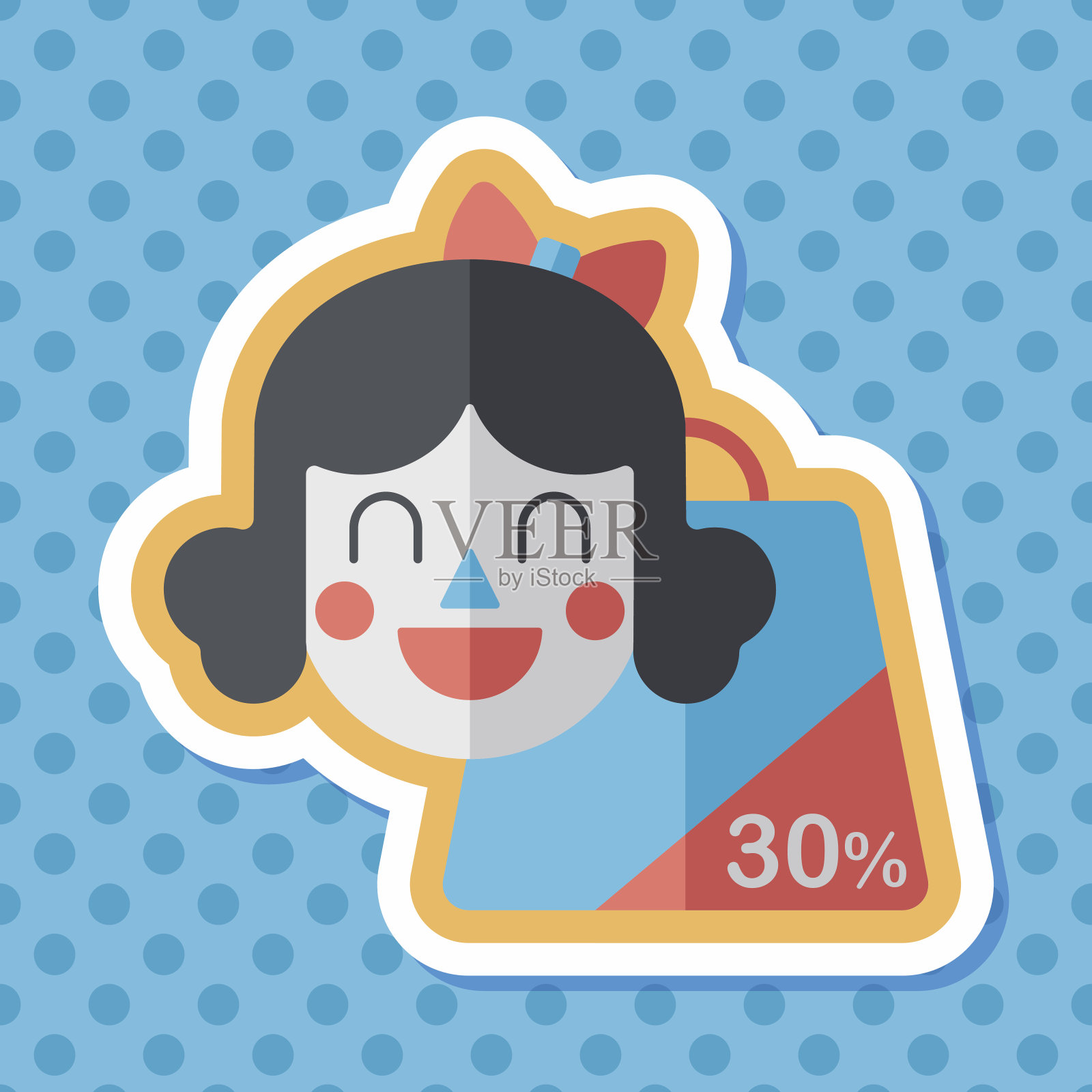 销售购物狂平面图标与长阴影，eps10插画图片素材