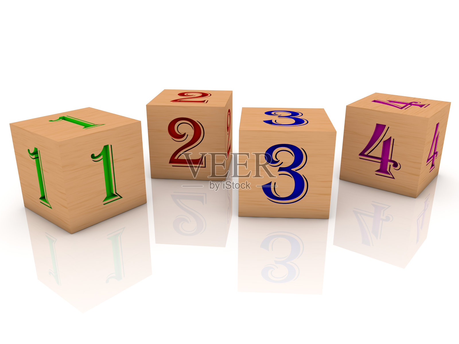 白色的木头立方体上有数字照片摄影图片