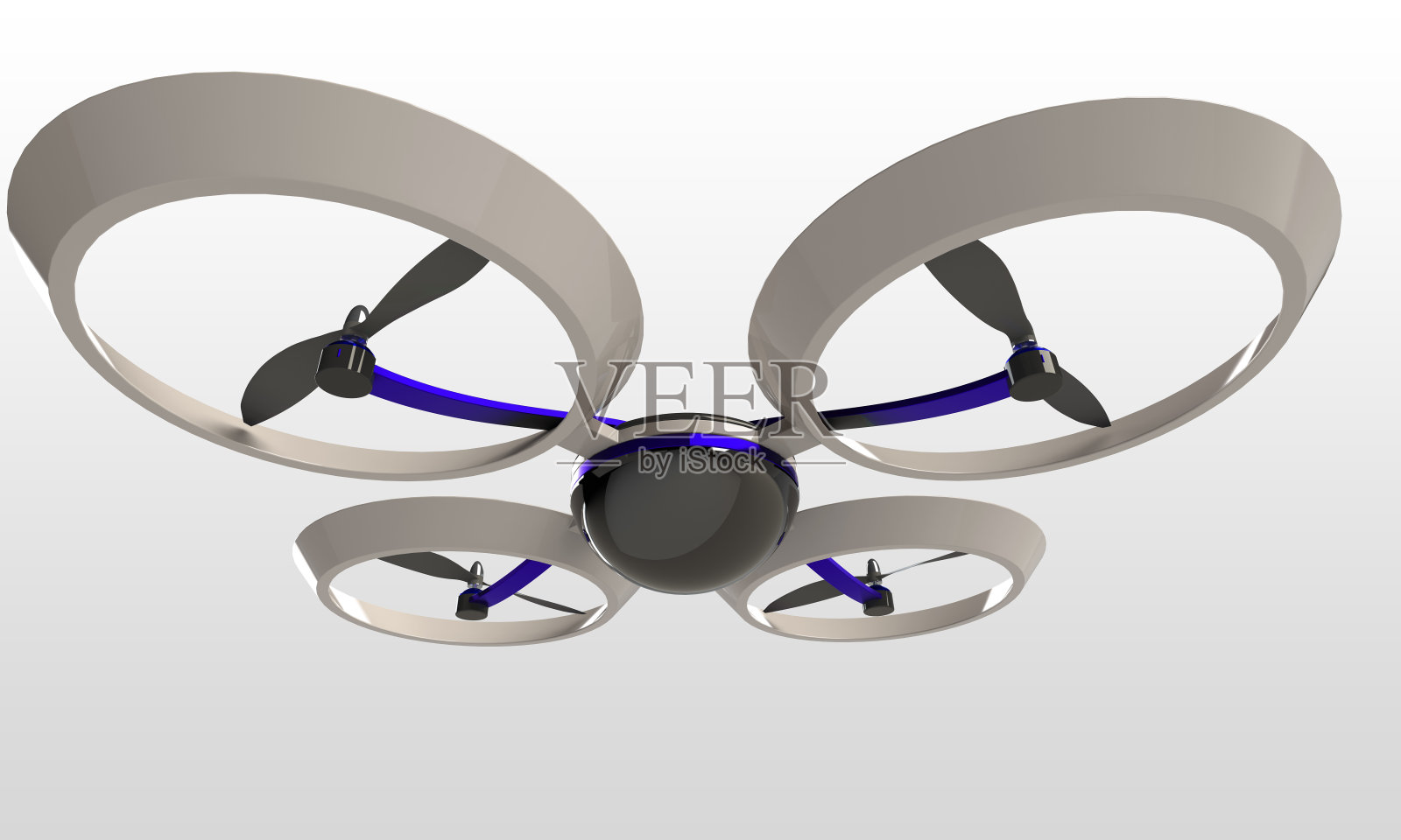 四轴飞行器3d模型隔离在白色照片摄影图片
