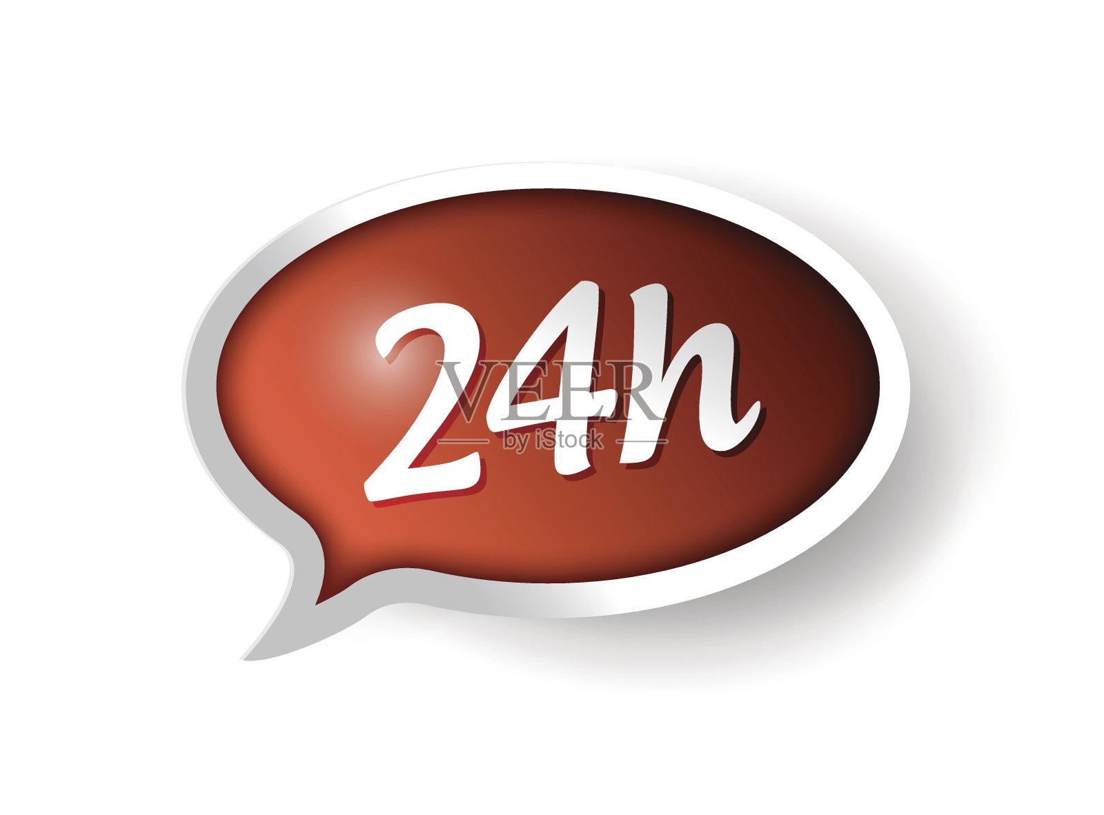 服务。24小时支持信息气泡插图设计的白色插画图片素材