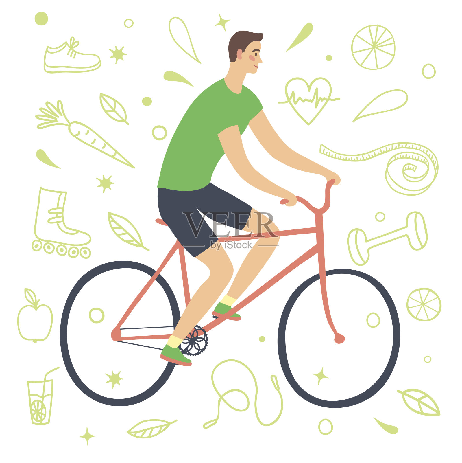 骑自行车的卡通男人设计元素图片
