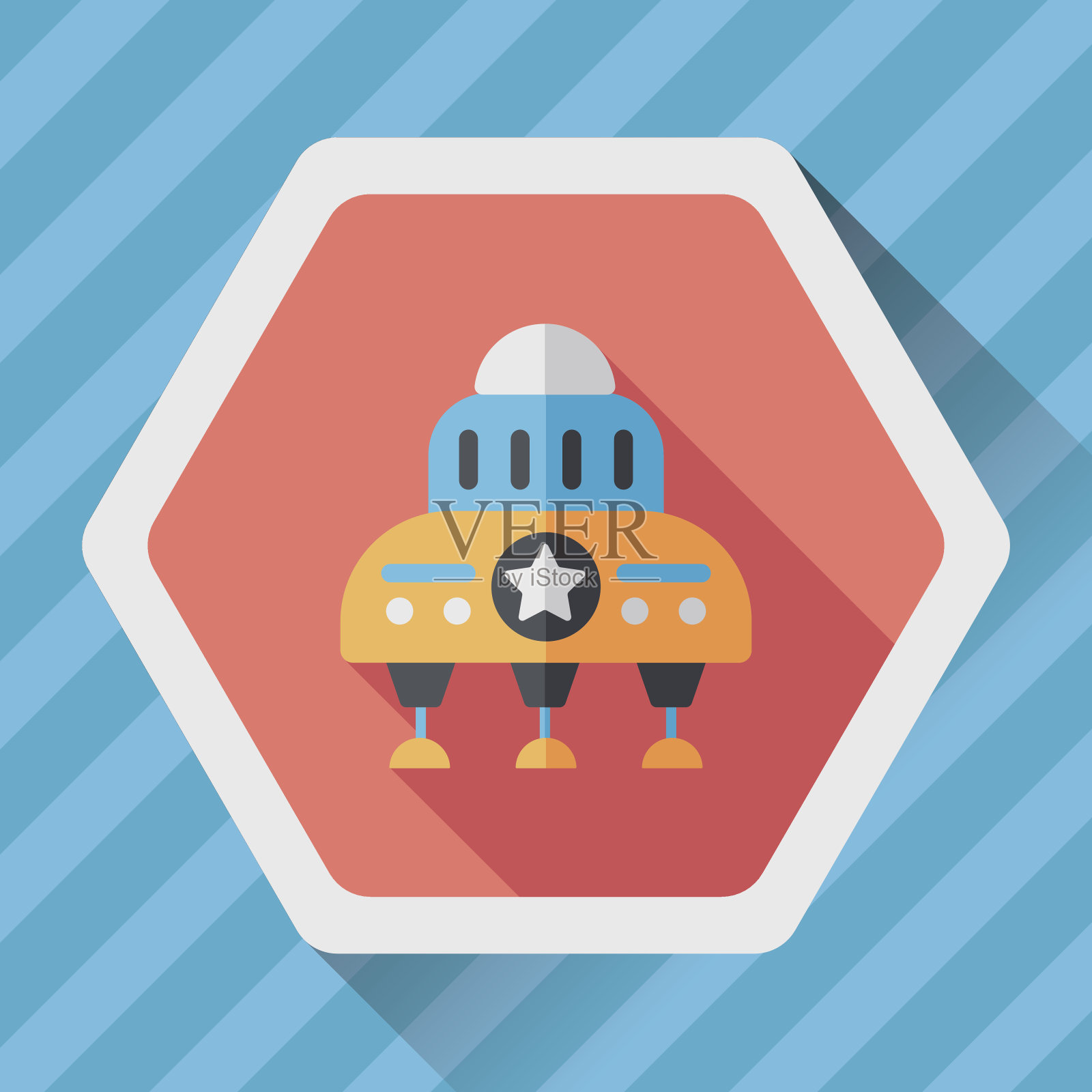 空间平面图标与长阴影，eps10插画图片素材