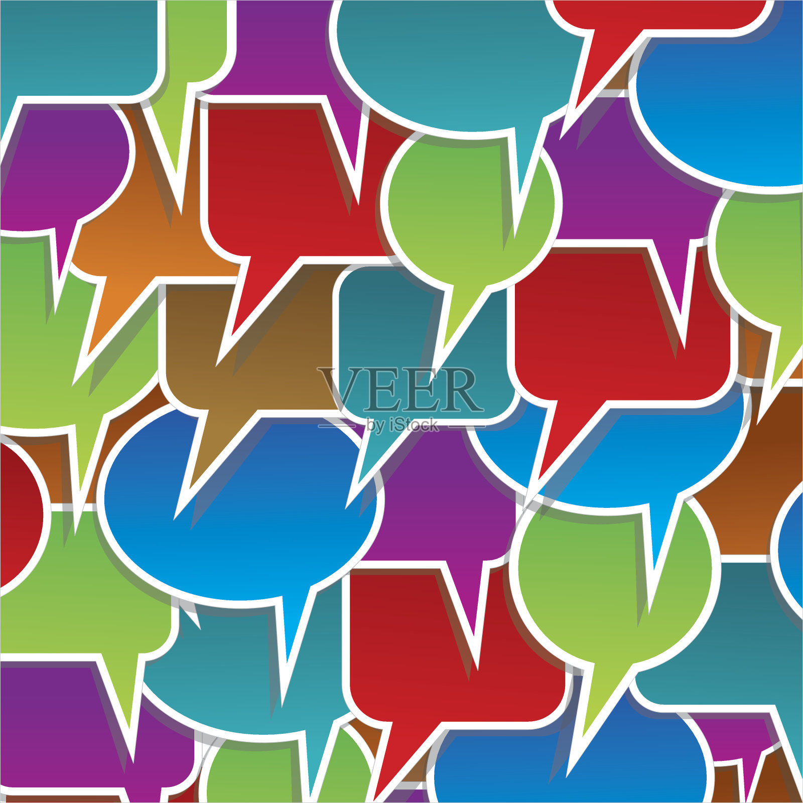 一组彩色的演讲气泡插画图片素材