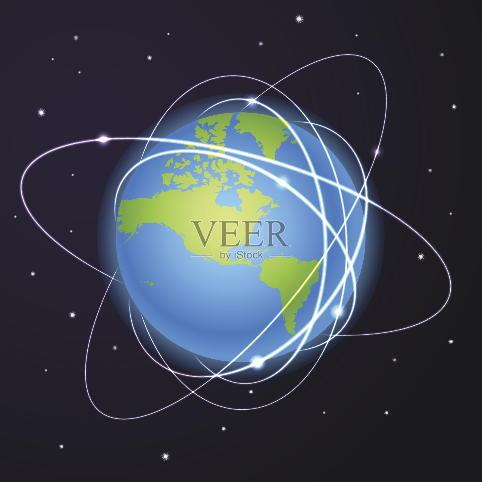 地球和深空卫星的轨道插画图片素材