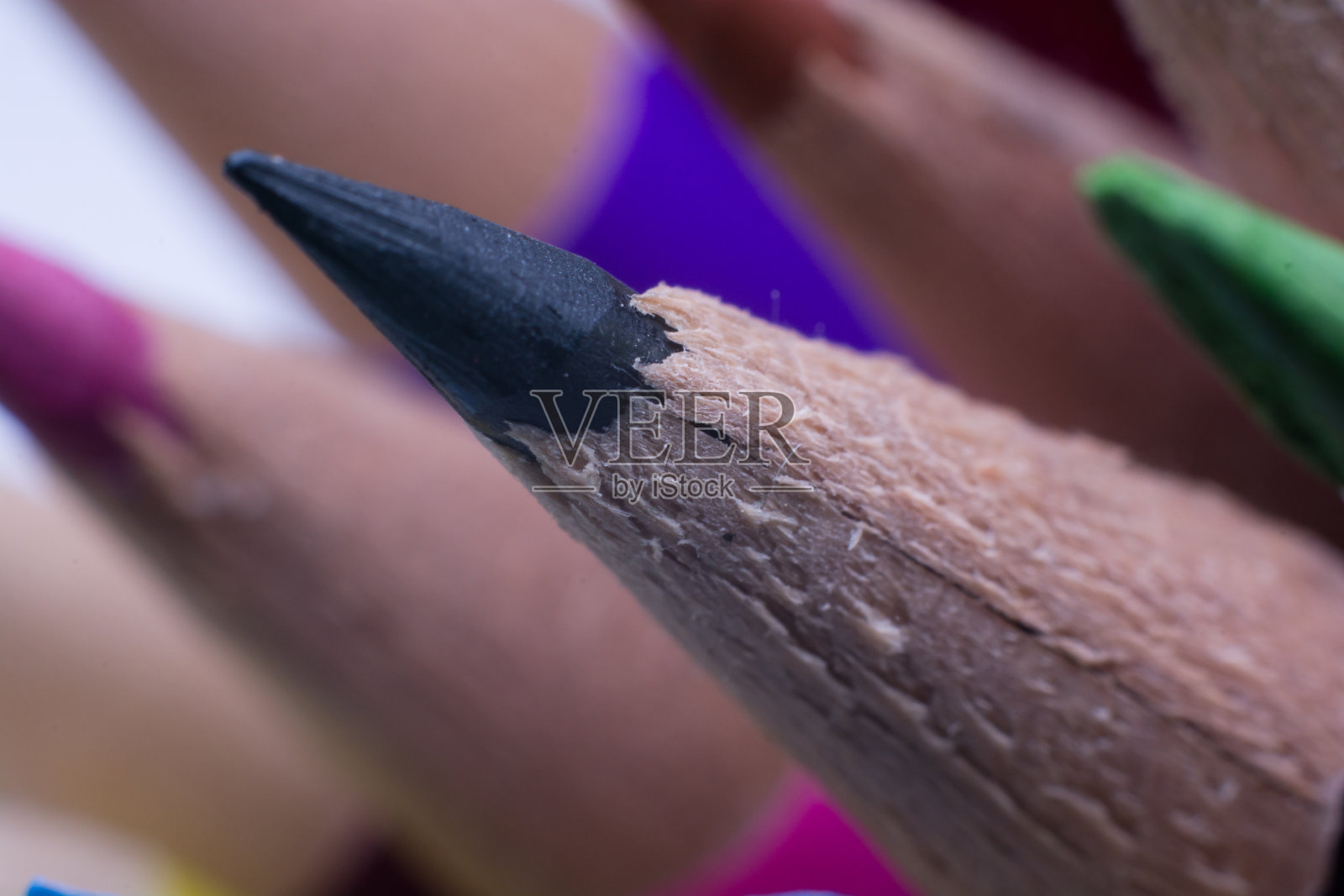 彩色铅笔的宏照片摄影图片