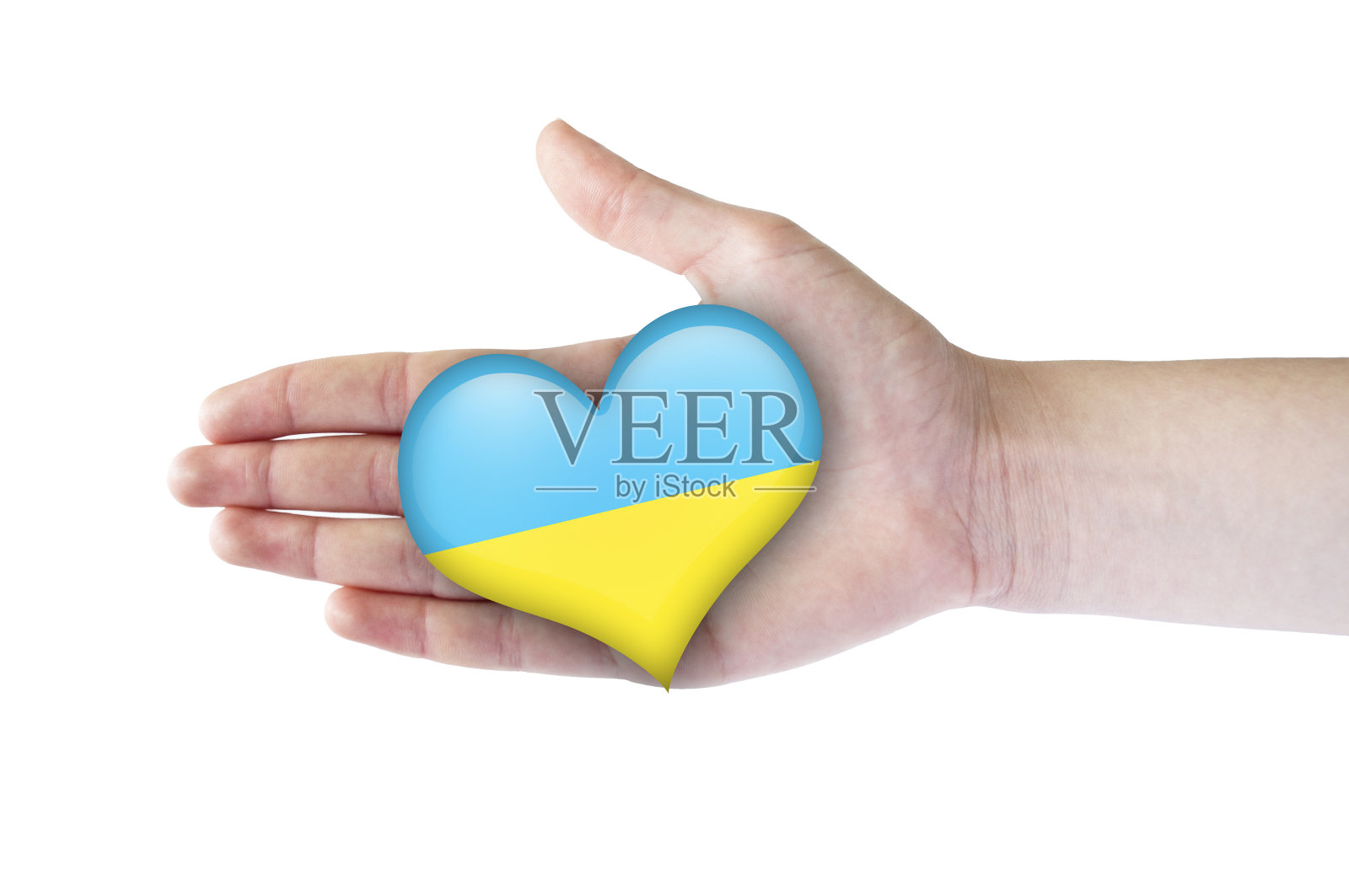 女人手里拿着乌克兰国旗照片摄影图片