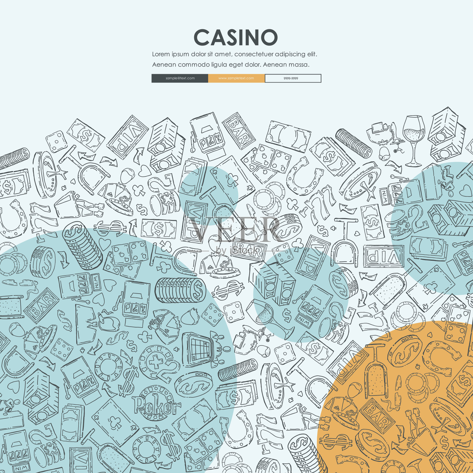 赌场涂鸦网站模板设计插画图片素材