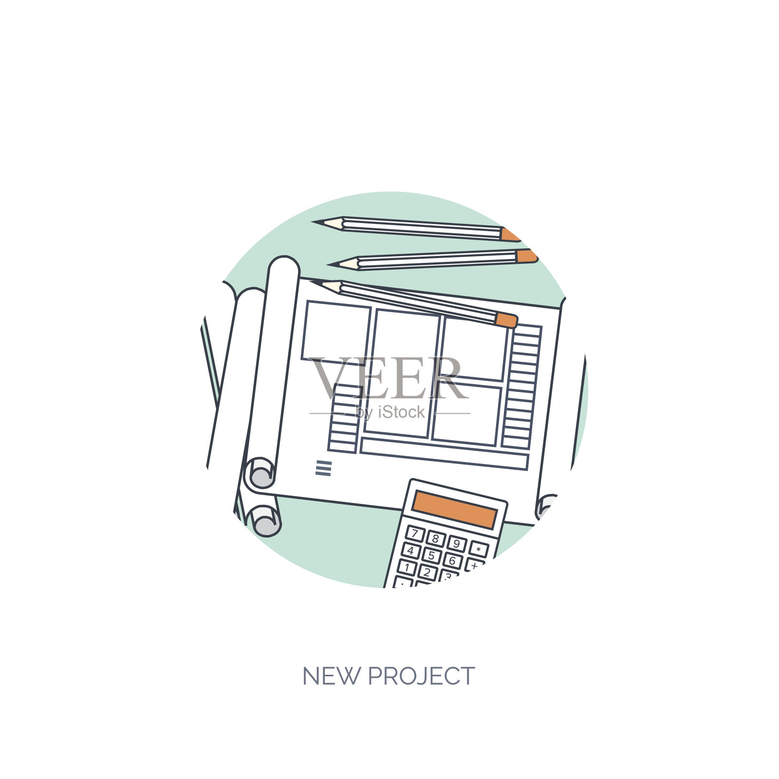 矢量插图。公寓建筑项目。团队合作。建筑和规划。建设插画图片素材