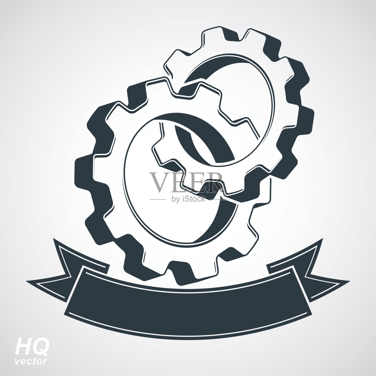 矢量三维概念工业系统设计元素，齿轮融合插画图片素材