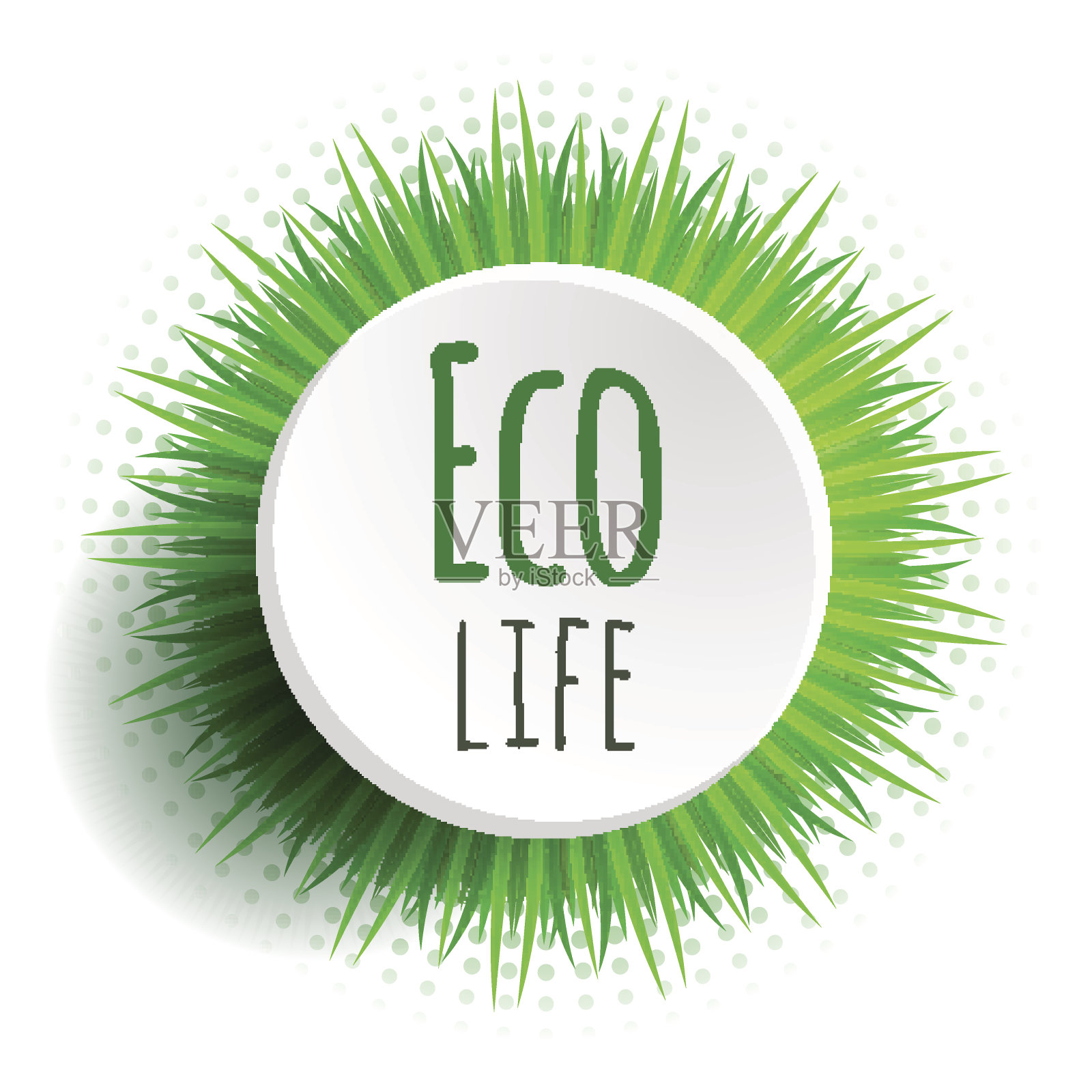 圆形框架与现实的草。环保的生活。设计元素图片