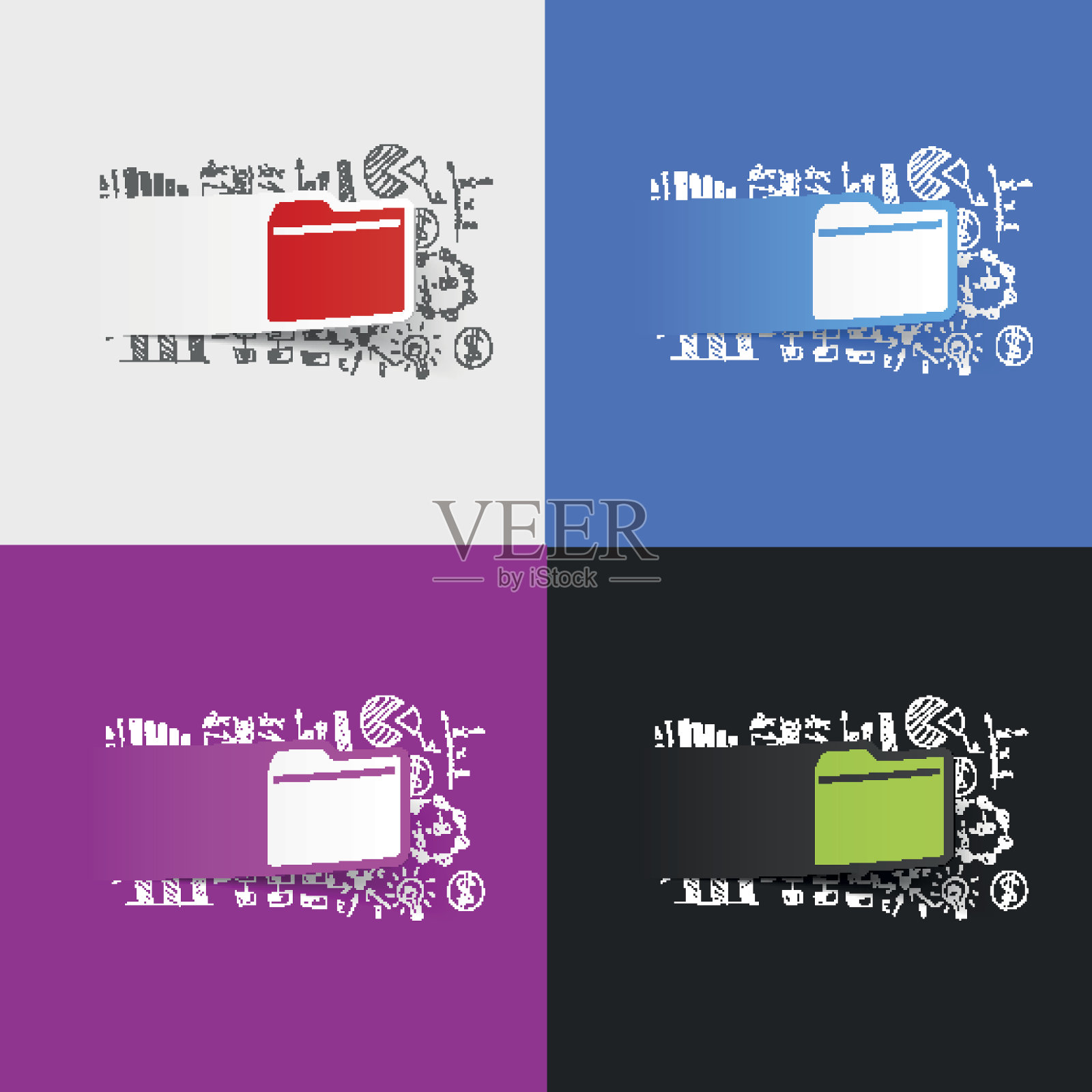 绘制业务公式:文件夹插画图片素材
