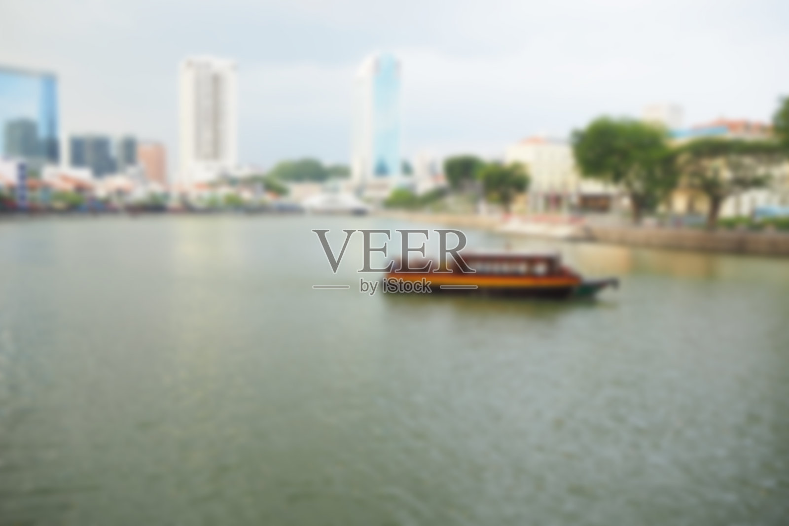 河流游船的背景抽象模糊照片摄影图片