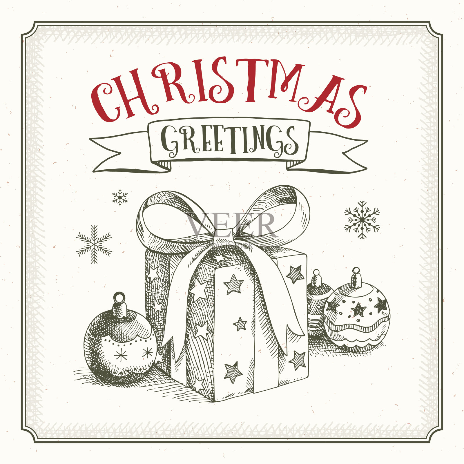 复古的圣诞贺卡设计模板素材